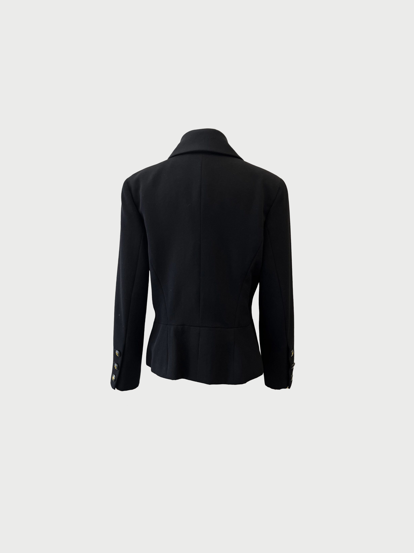 Chanel 1992 Black Wool Double Breasted Belted Jacket