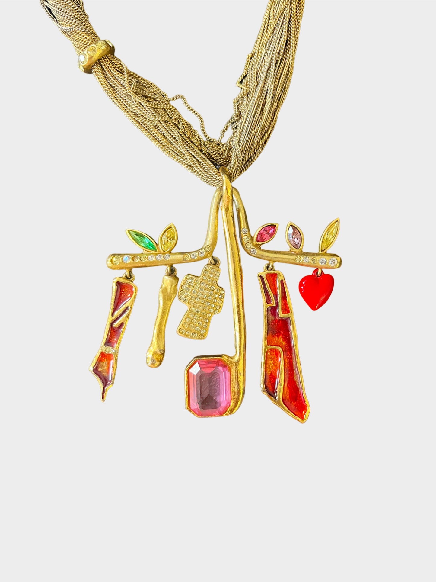 Christian Lacroix 1980s Multi-Charm Hanger Multi Chain Necklace