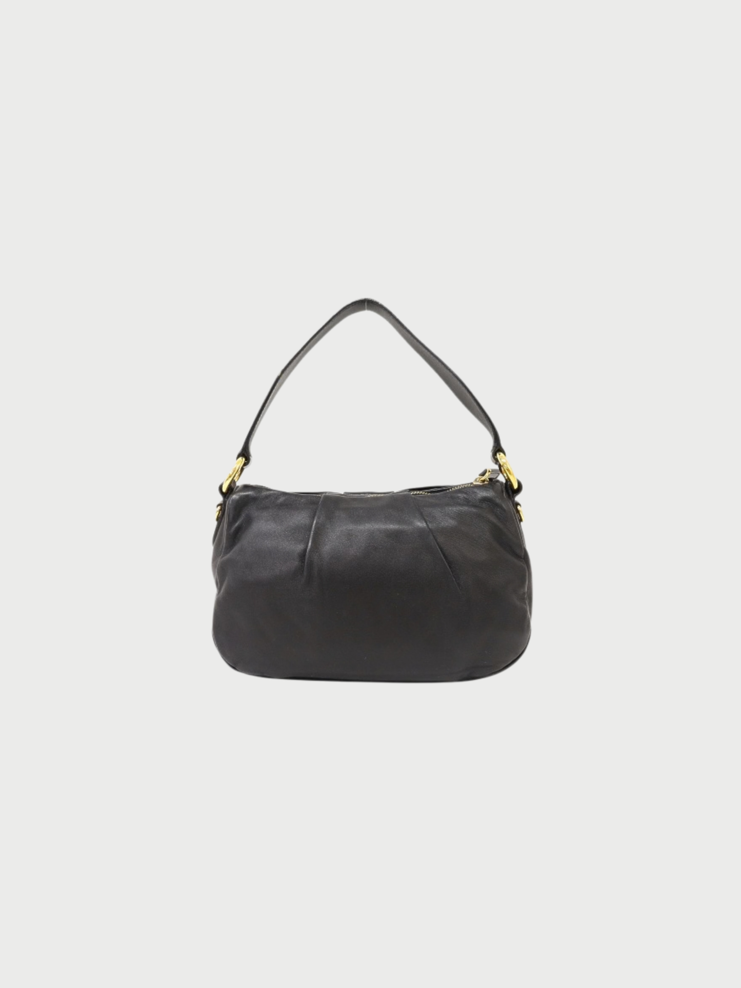Prada 2000s Black Leather Logo Hardware One Shoulder Bag