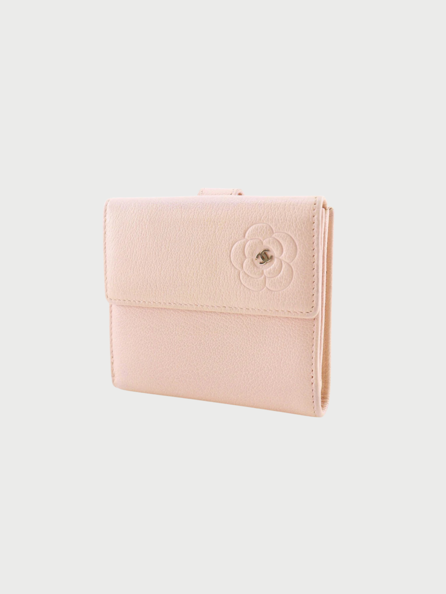 Chanel 2000s Pink Leather Camellia Bi-Fold Wallet