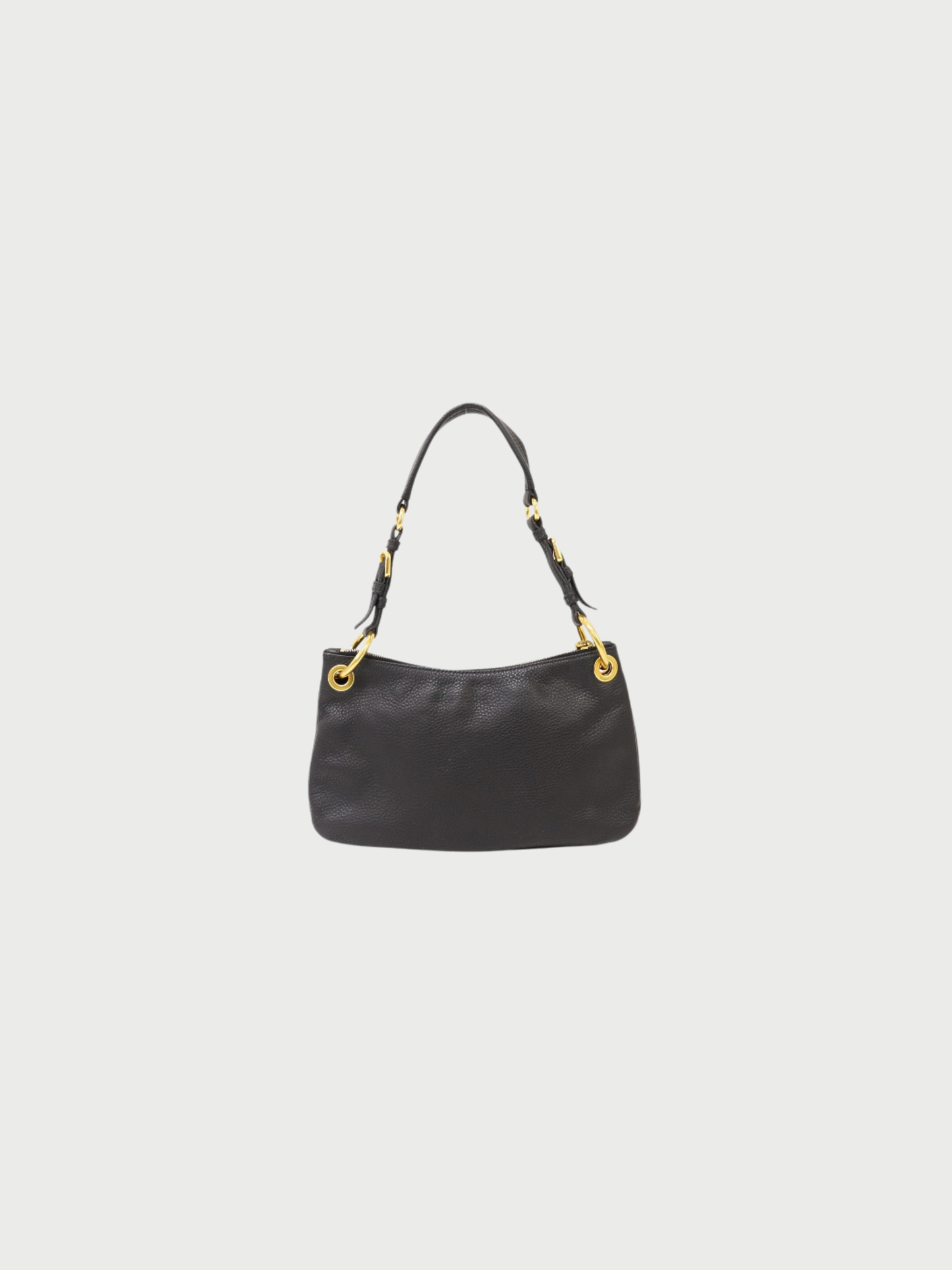 Prada 2010s Black Vitello Phenix Leather Logo Hardware One Shoulder Bag