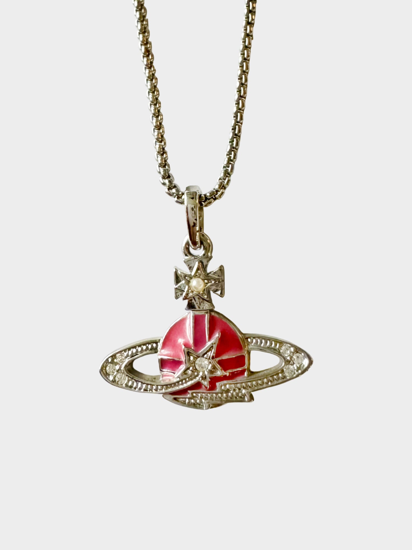 Vivienne Westwood 2000s Rare Pink Saturn Orb Necklace