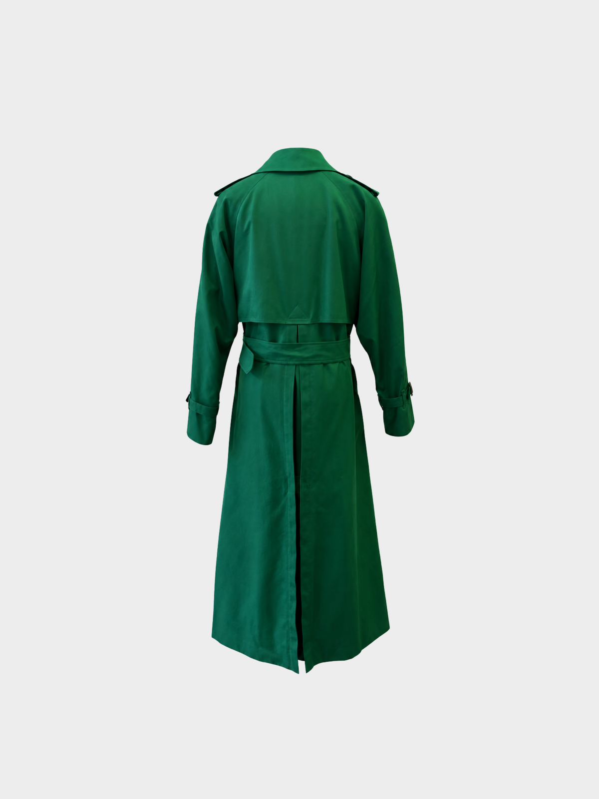 Burberry 1990s Dark Emerald Green Belted Trench Coat