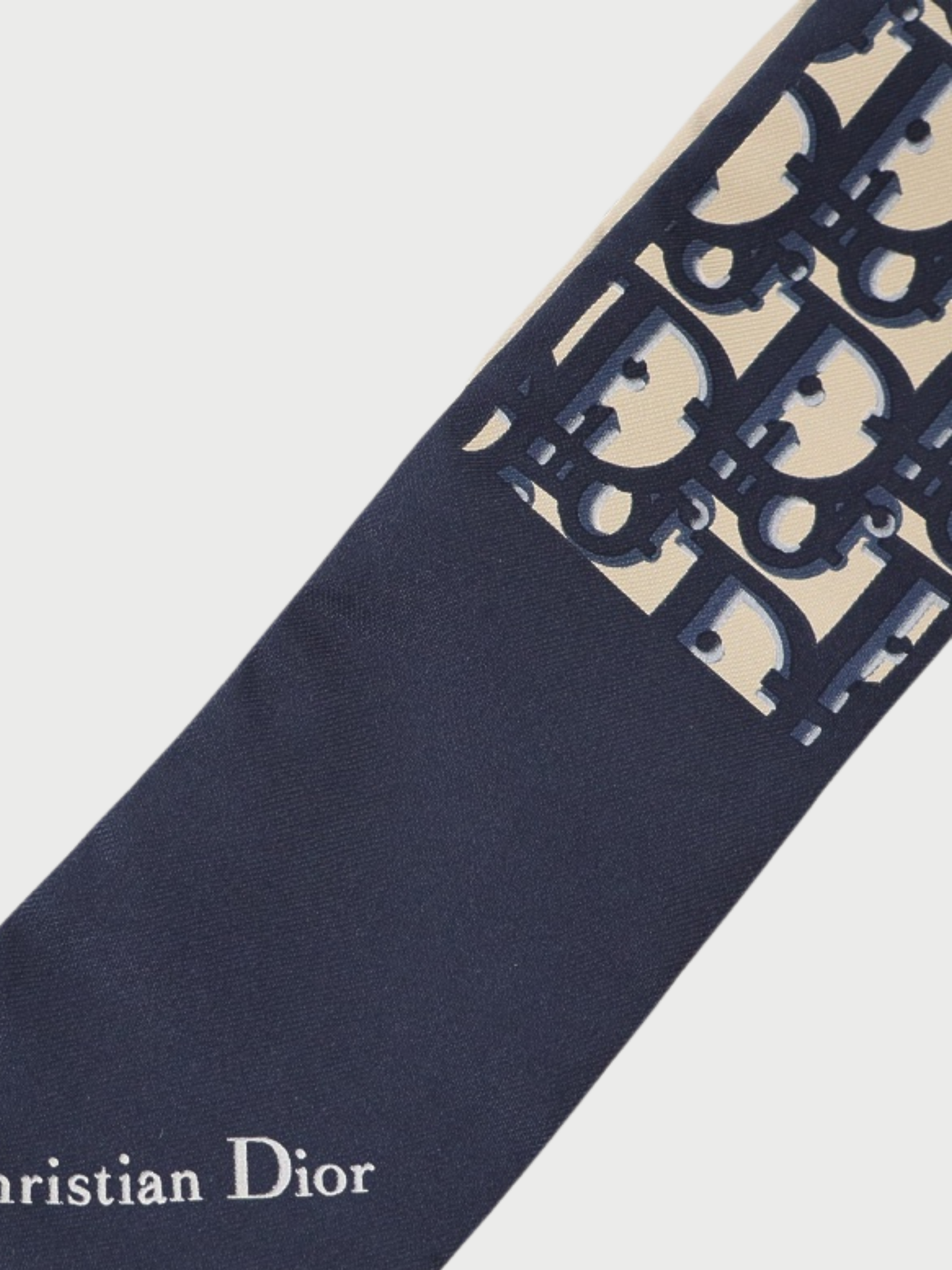 Christian Dior 2000s Navy Beige Silk Trotter Mitzah Scarf