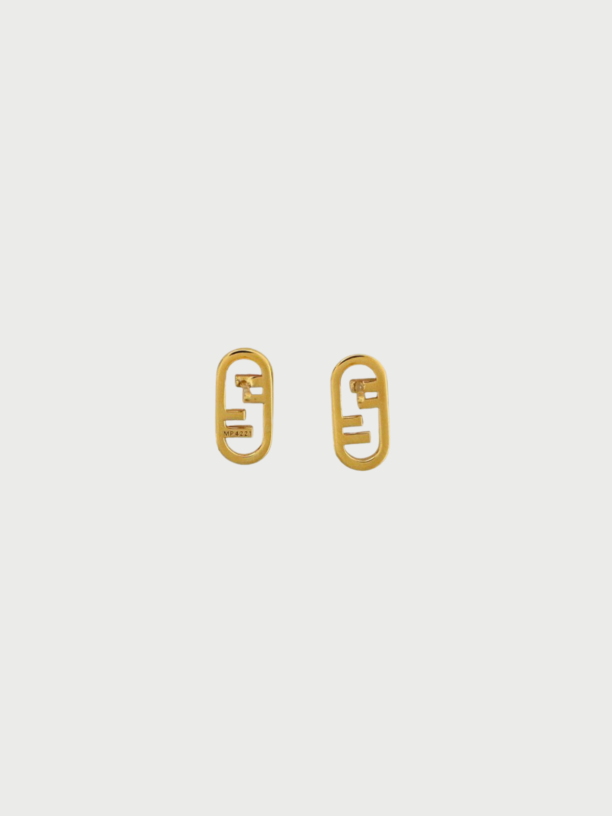 Fendi 2000s Gold Plated Metal Rhinestone O’Lock Earrings