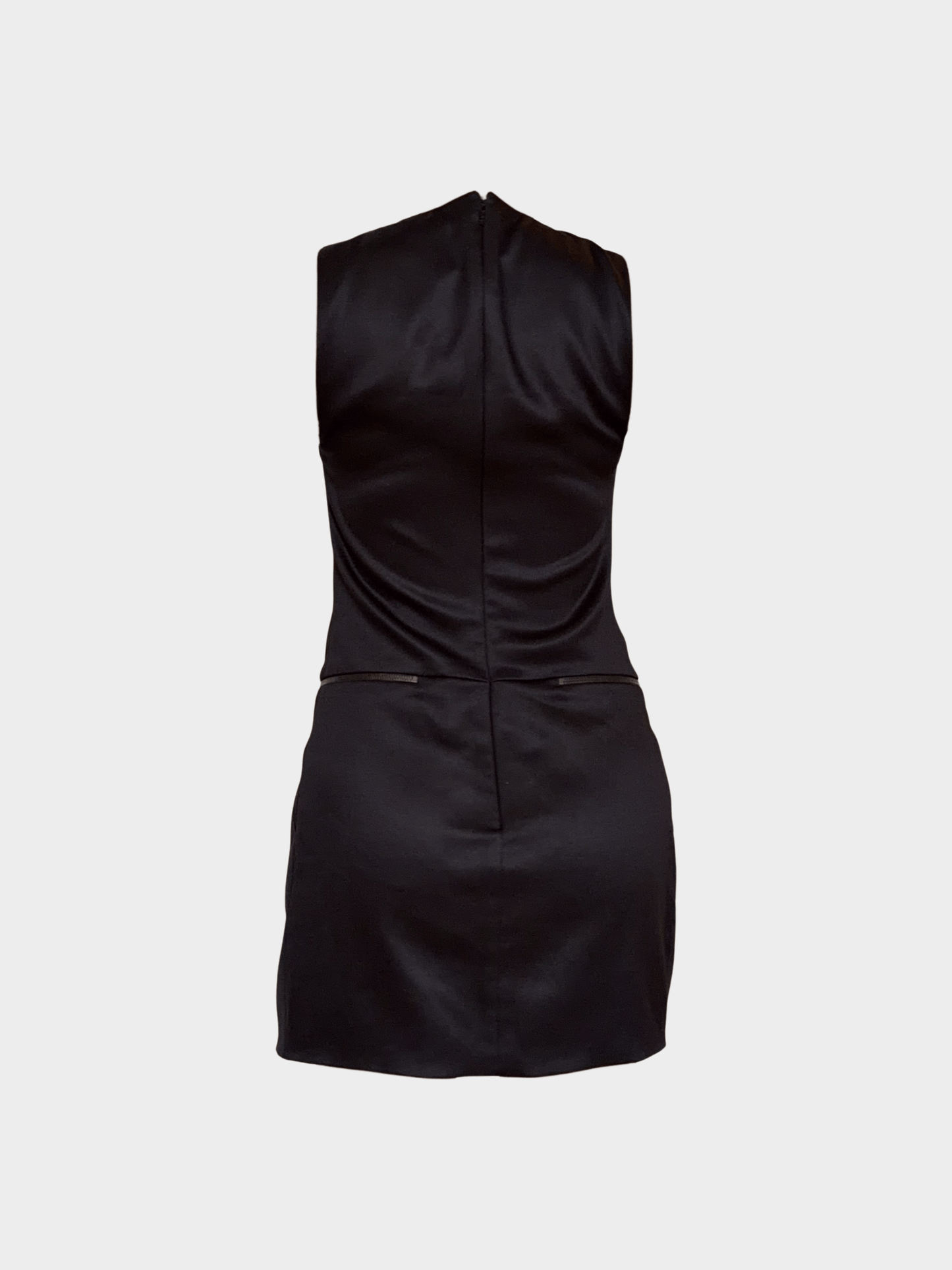 Gucci 2000s Black Zippered Silk Asymmetrical Zip Dress