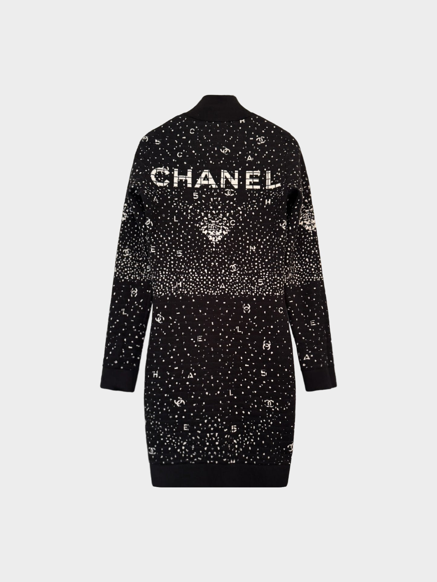 Chanel 2021 Coco Neige Black Logo Knit Dress
