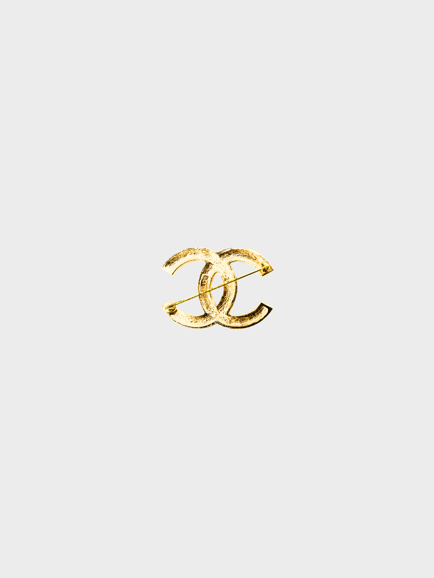 Chanel 1990s Coco Mark Gold Rhinestone Brooch