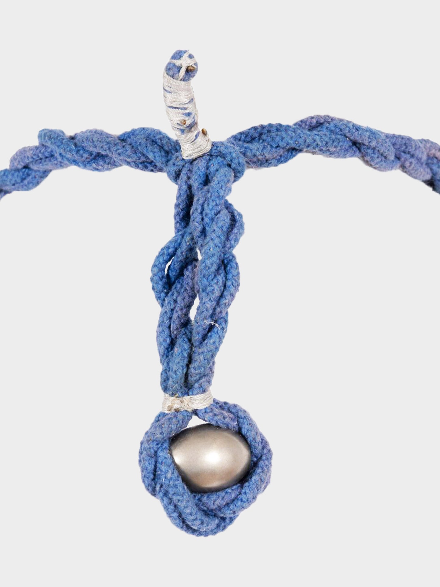 Loris Azzaro 1983 Silver Chain Metal Rings and Blue Rope Pectoral Necklace