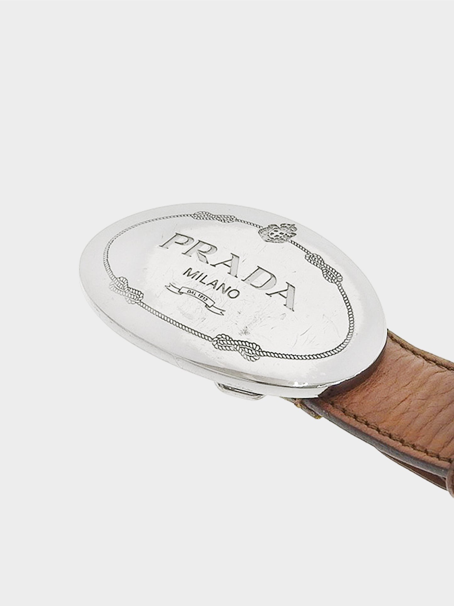 Prada 2010s Oval Logo Plate Buckle Belt