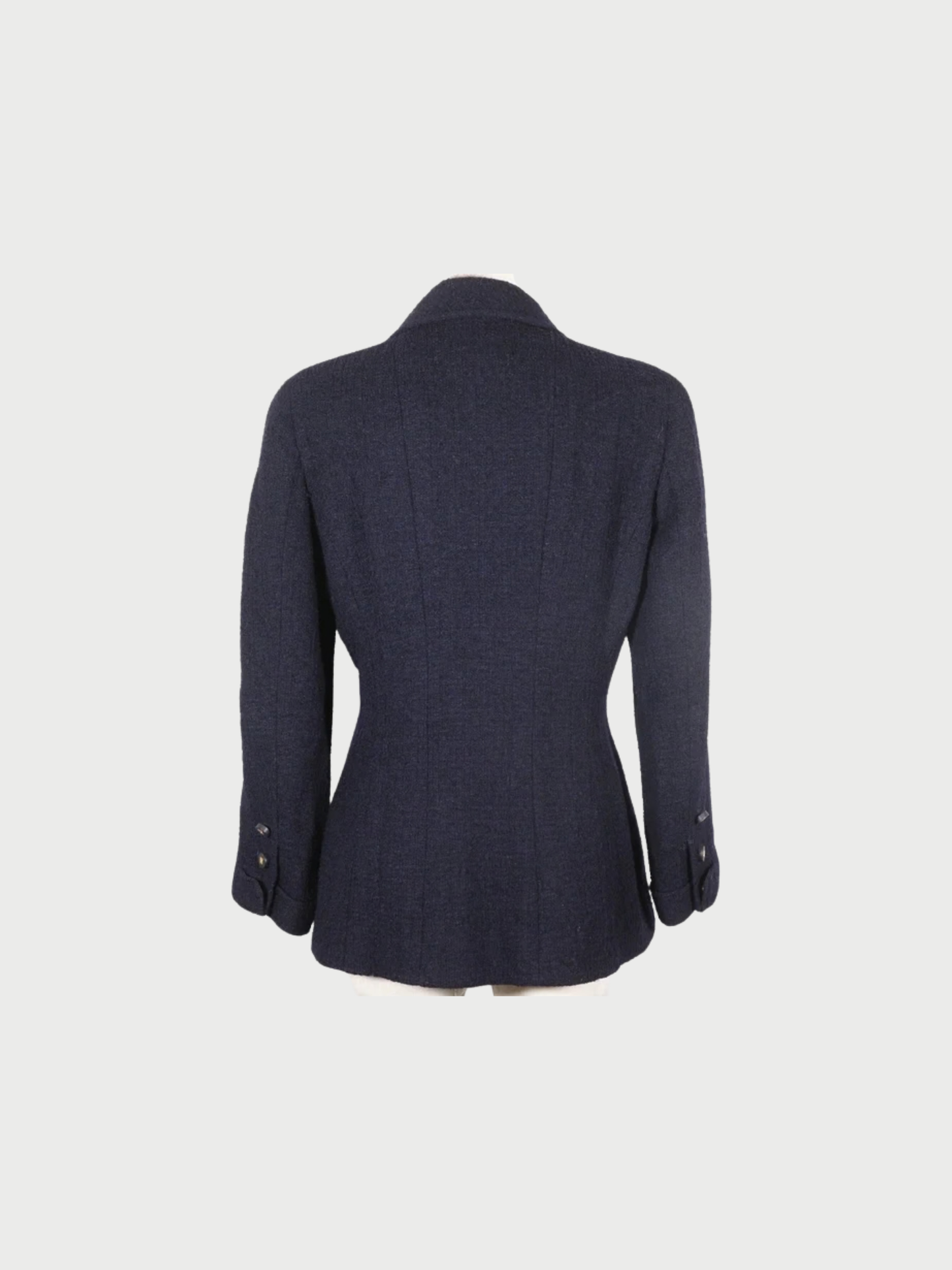 Chanel 1996 Navy Tweed Double Breasted Jacket