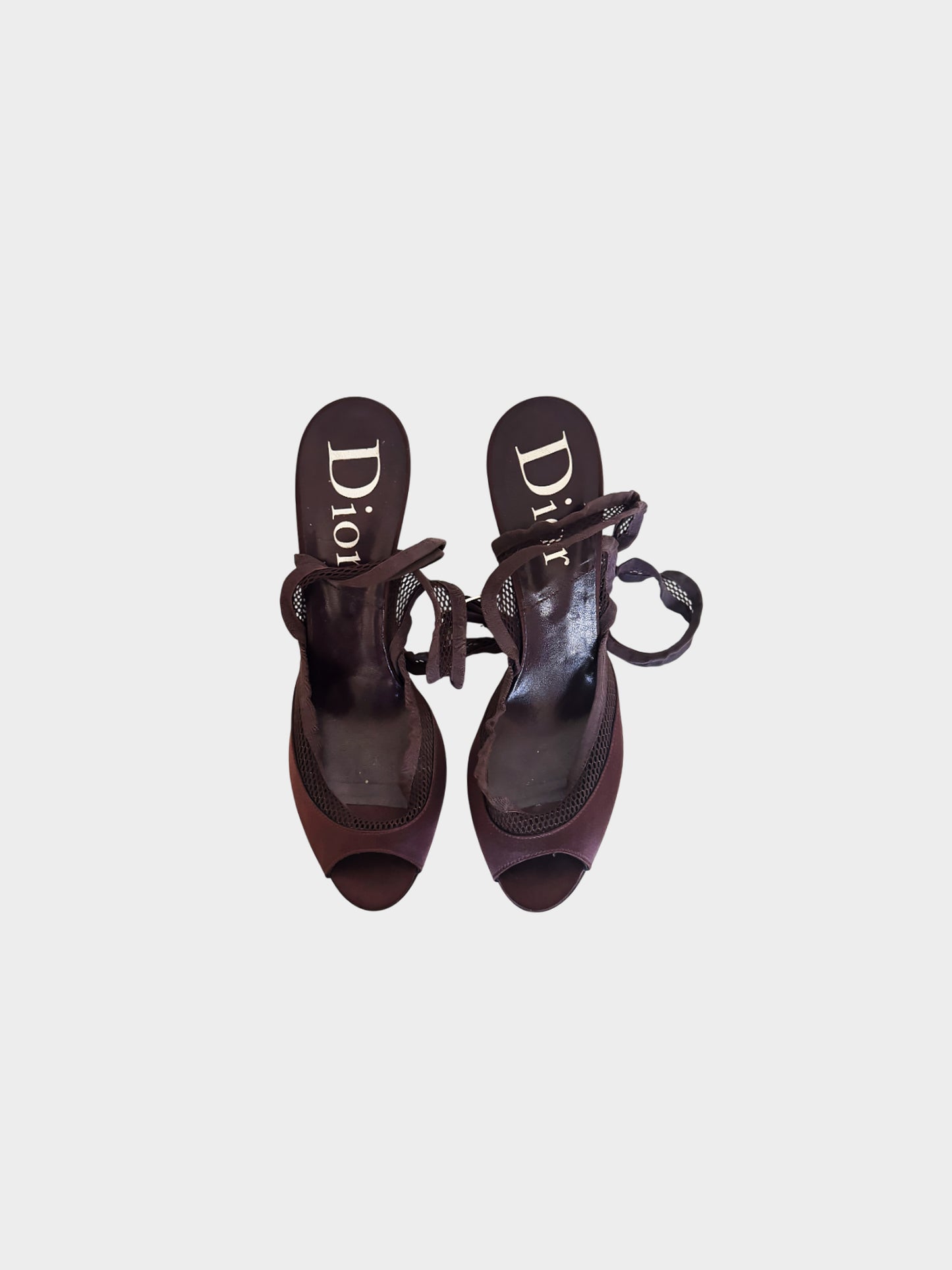Christian Dior 2000s Brown Satin and Mesh Heels