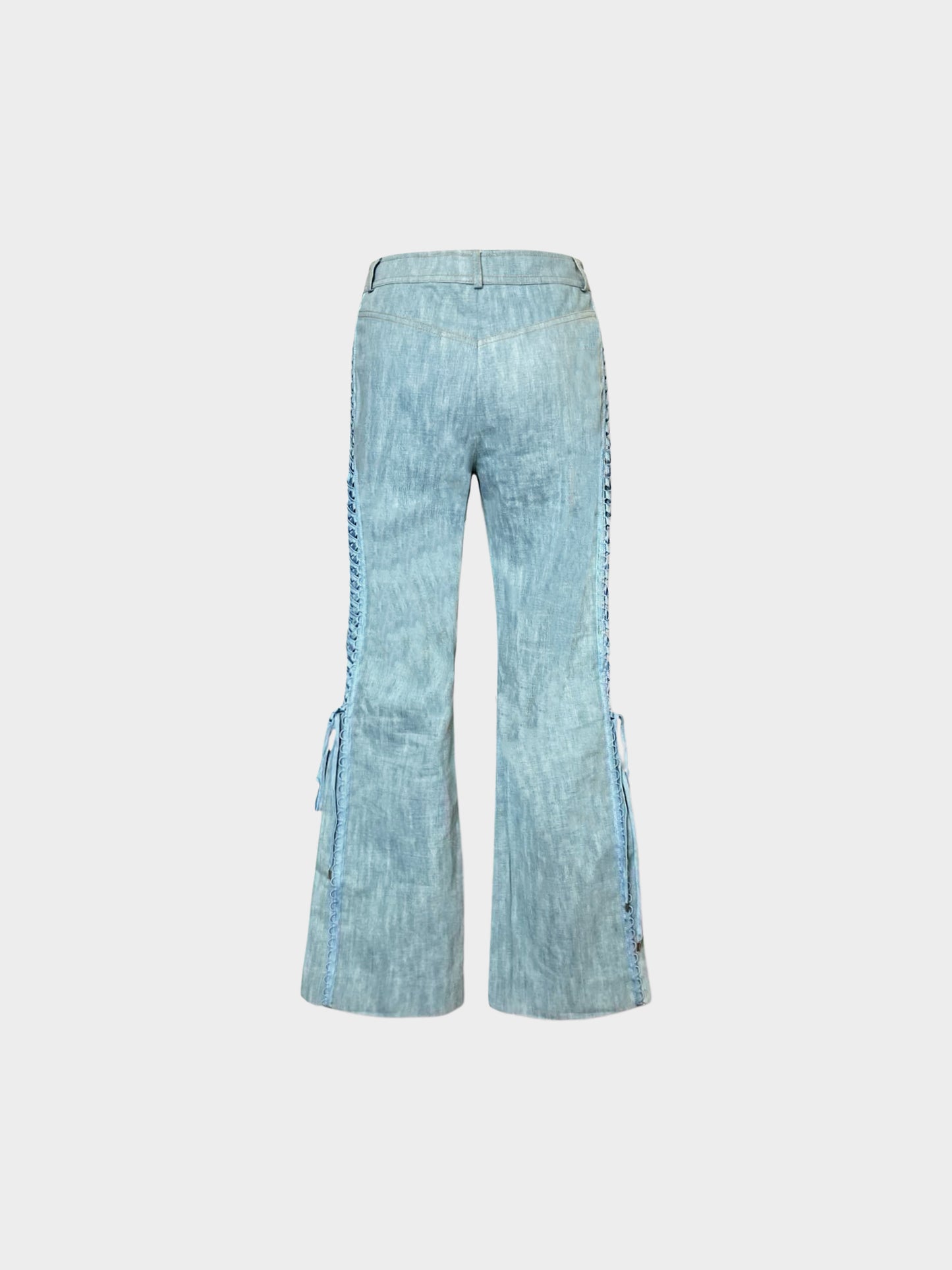Christian Dior FW 2002 Denim Lace-up detail Flared Pants