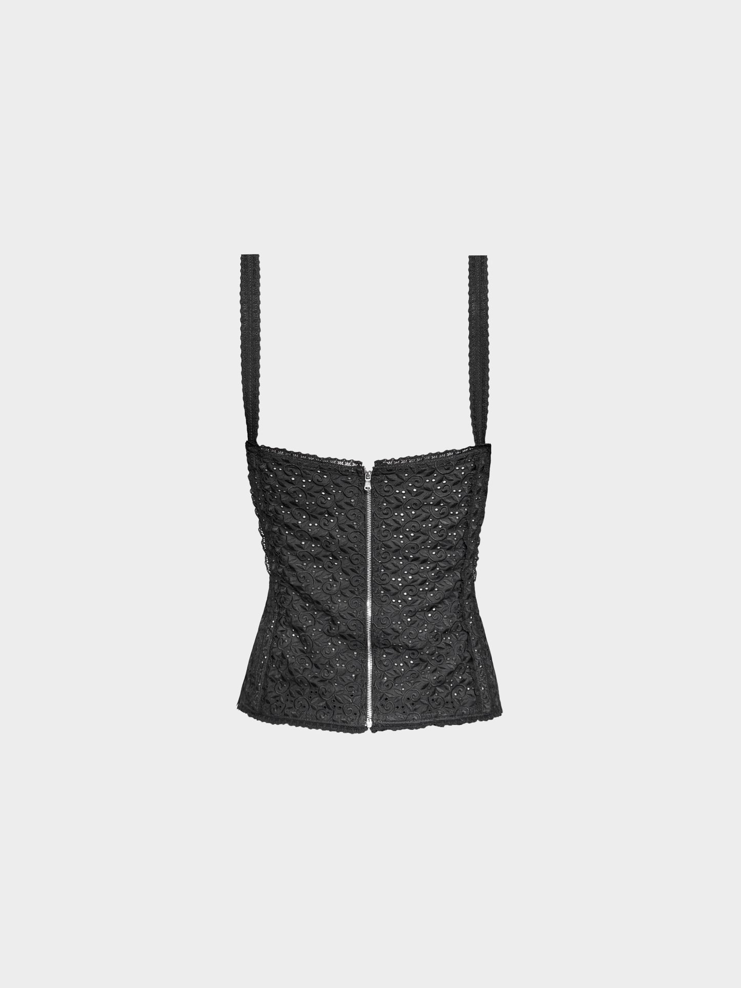 Dolce and Gabbana SS 2006 Black Spiral Eyelet Corset Top