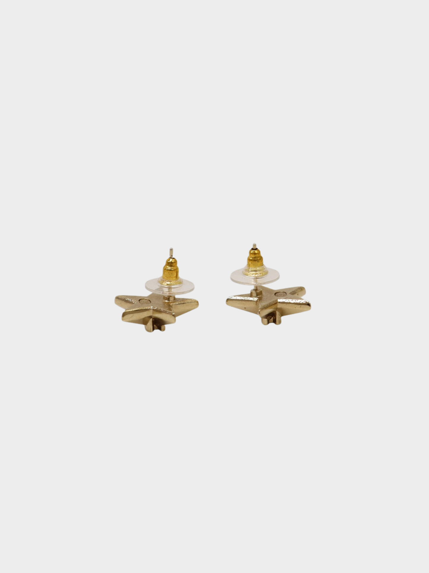 Chanel 2000s Gold Plated Metal COCO Star Ear Studs