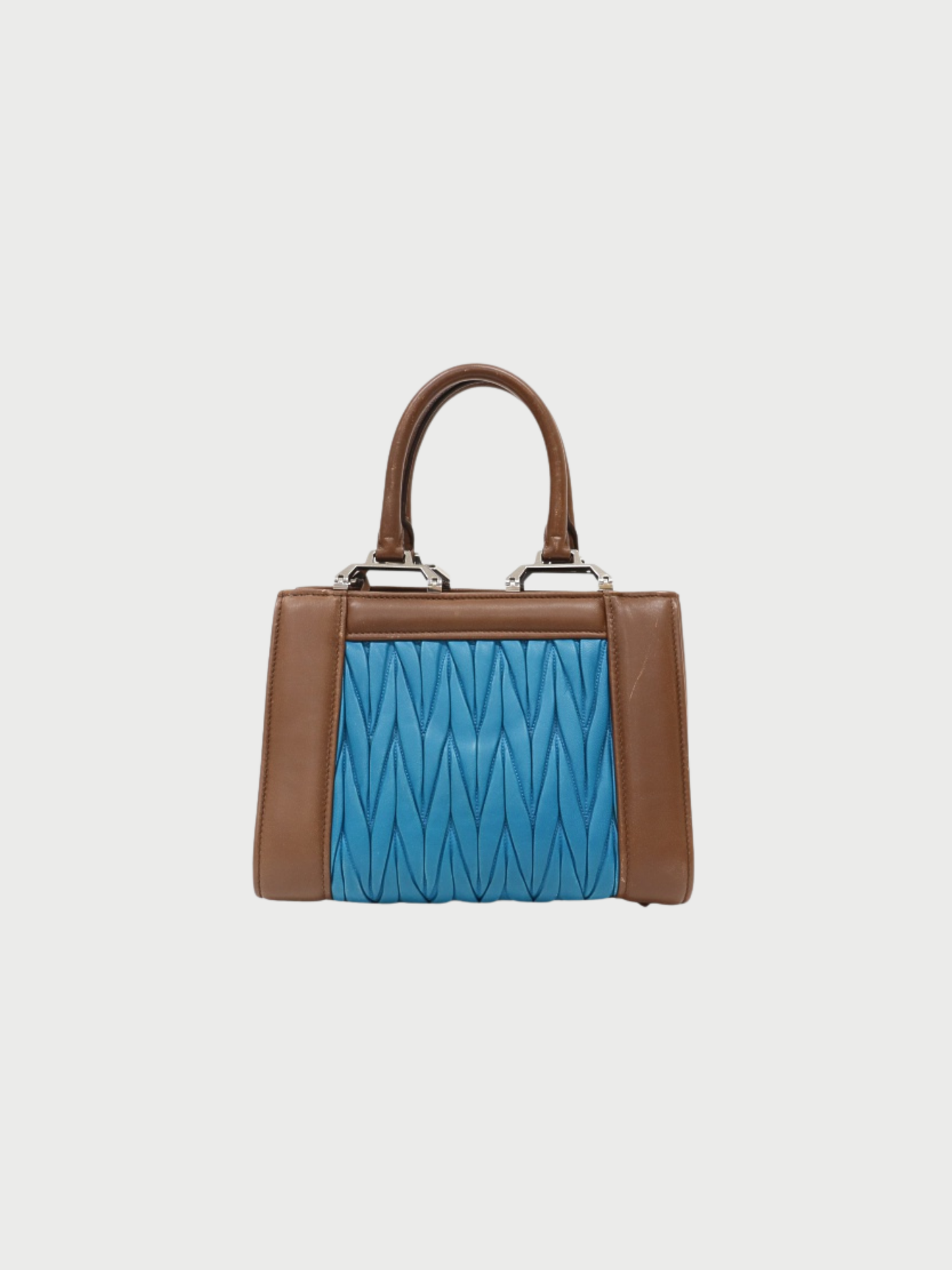 Miu Miu 2010s Brown Blue Leather Matelassé 2Way Bag