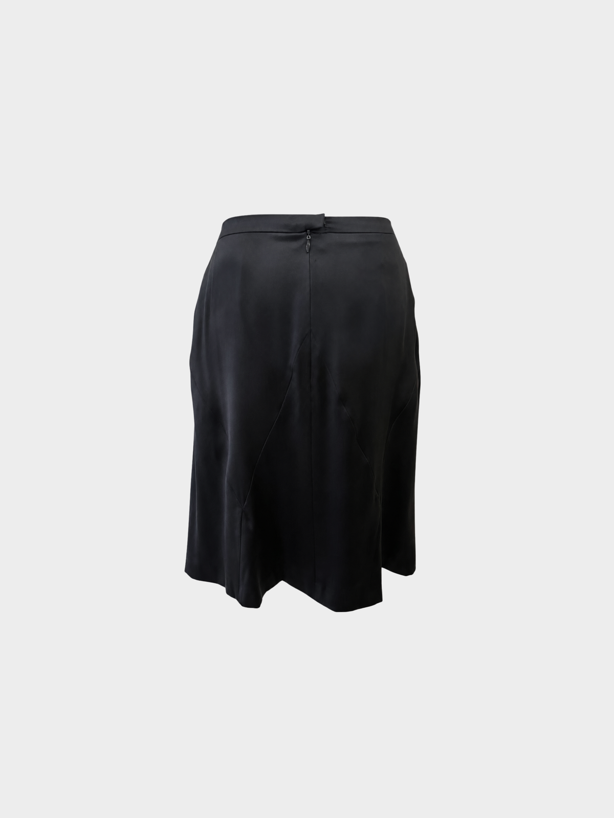 Chanel 2000s Black Silk Diamond Seam Midi Skirt