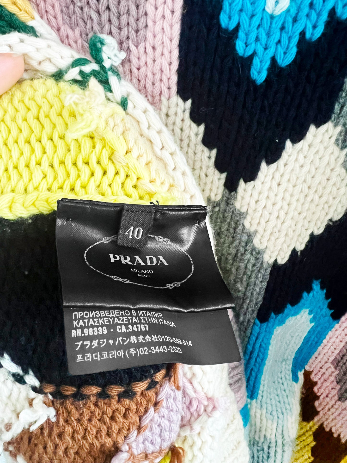 Prada FW 2017 Geometric Shetland Wool Knit Sweater