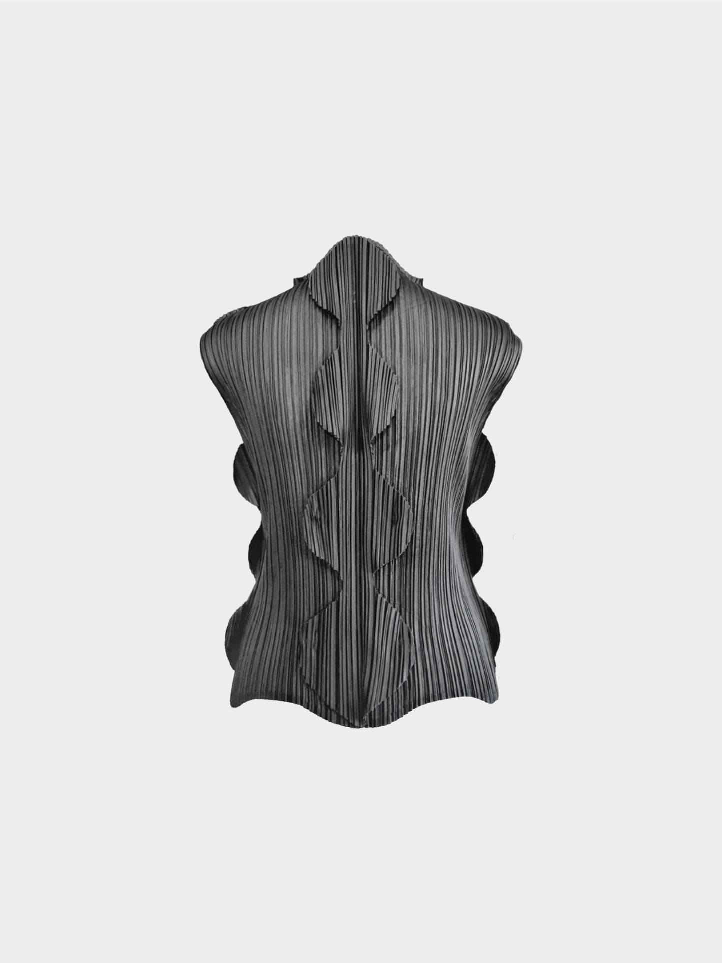 Issey Miyake Summer 2005 Rare Pleats Please Grey Scalloped Top