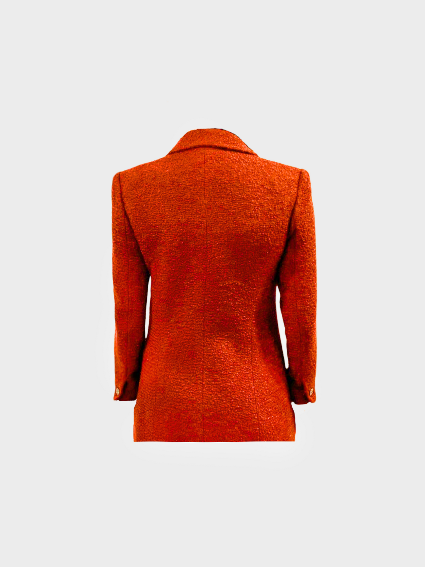 Chanel 2000s Red Tweed Coco Mark Blazer Coat