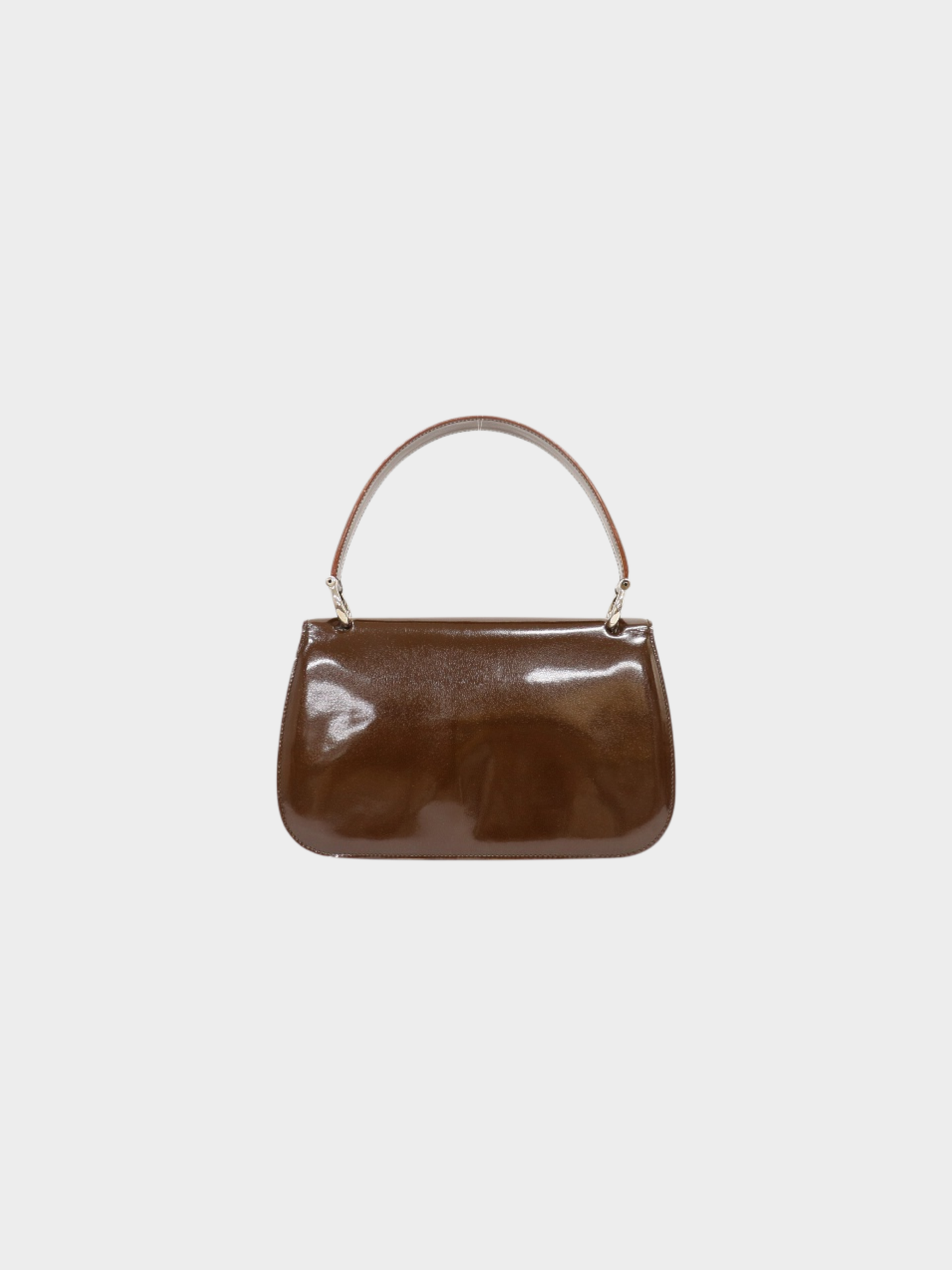 Celine 2000s Brown Leather Gancini Hardware Handbag