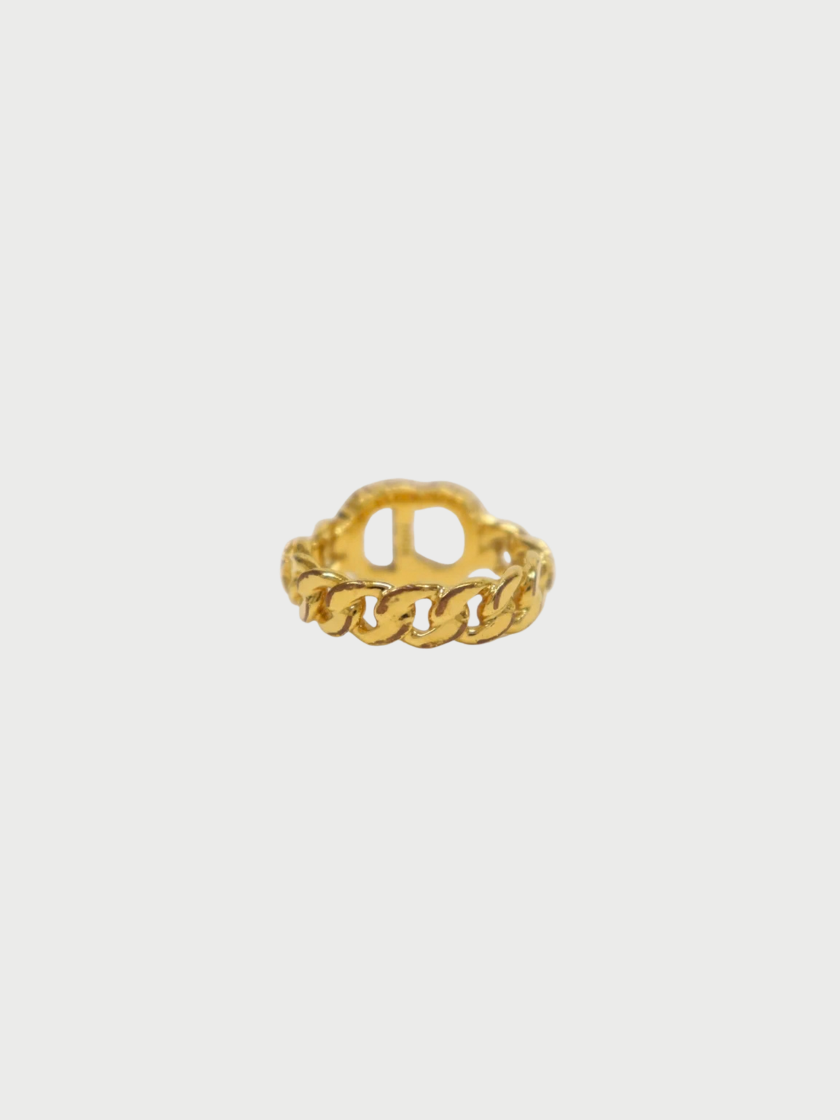 Christian Dior 2000s Gold CD Rhinestone Twist Ring