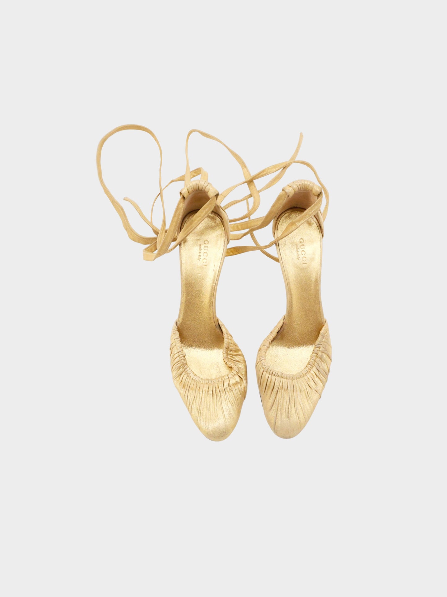 Gucci by Tom Ford FW 2004 Gold Leather and Snakeskin Heels
