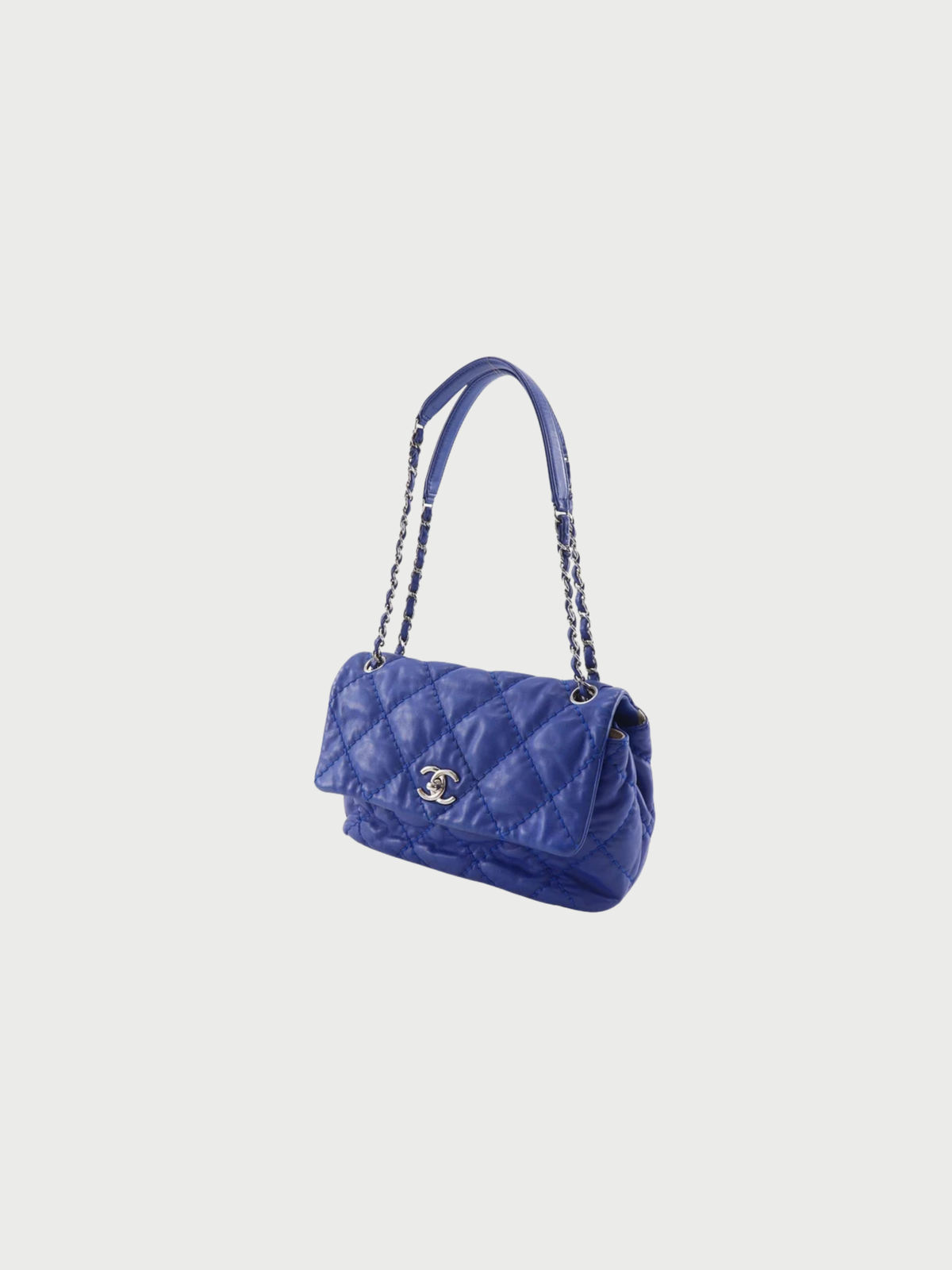 Chanel 2012 Blue Lambskin Wild Stitch Chain Shoulder Bag