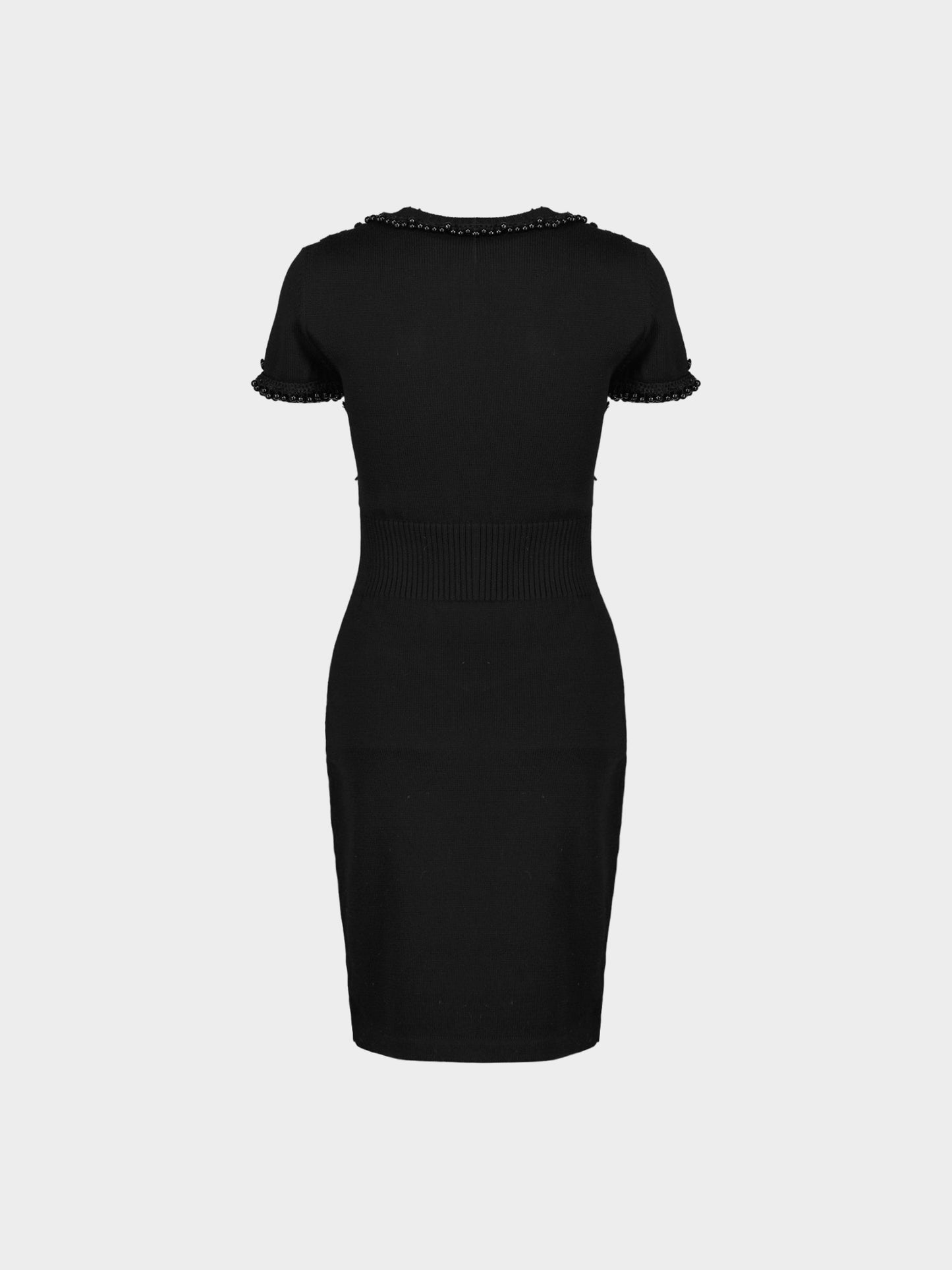 Chanel by Karl Lagerfeld 2013 Black Embroidered Wool Knit Dress