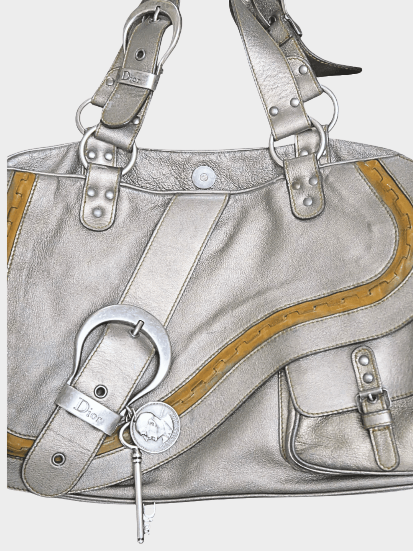 Christian Dior SS 2006 Silver Gaucho Shoulder Bag