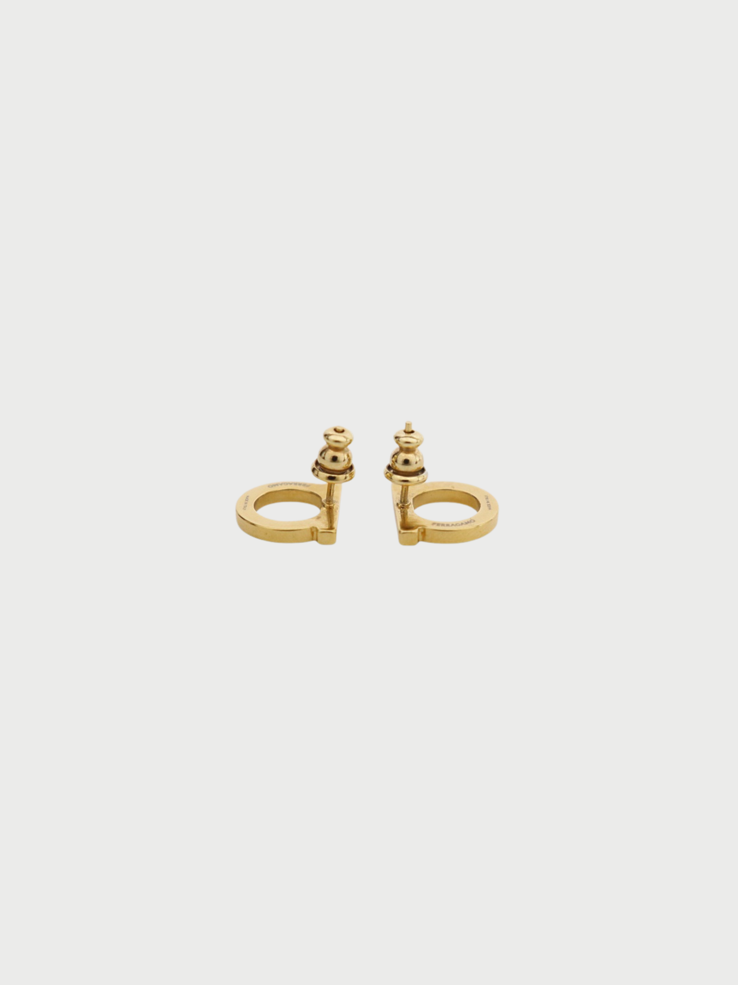 Salvatore Ferragamo 2000s Gold Plated Metal Rhinestone Gancini Earrings