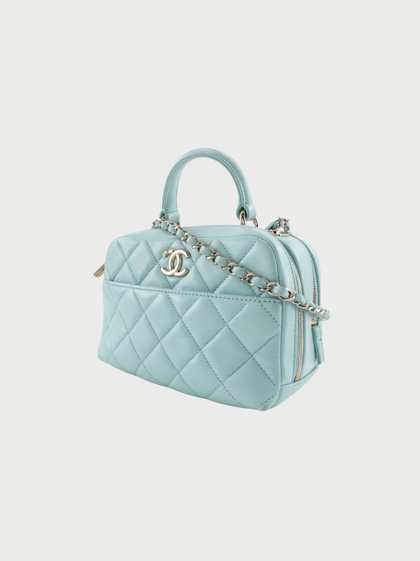 Chanel 2010s Light Blue Calfskin Trendy COCO Mark Handbag