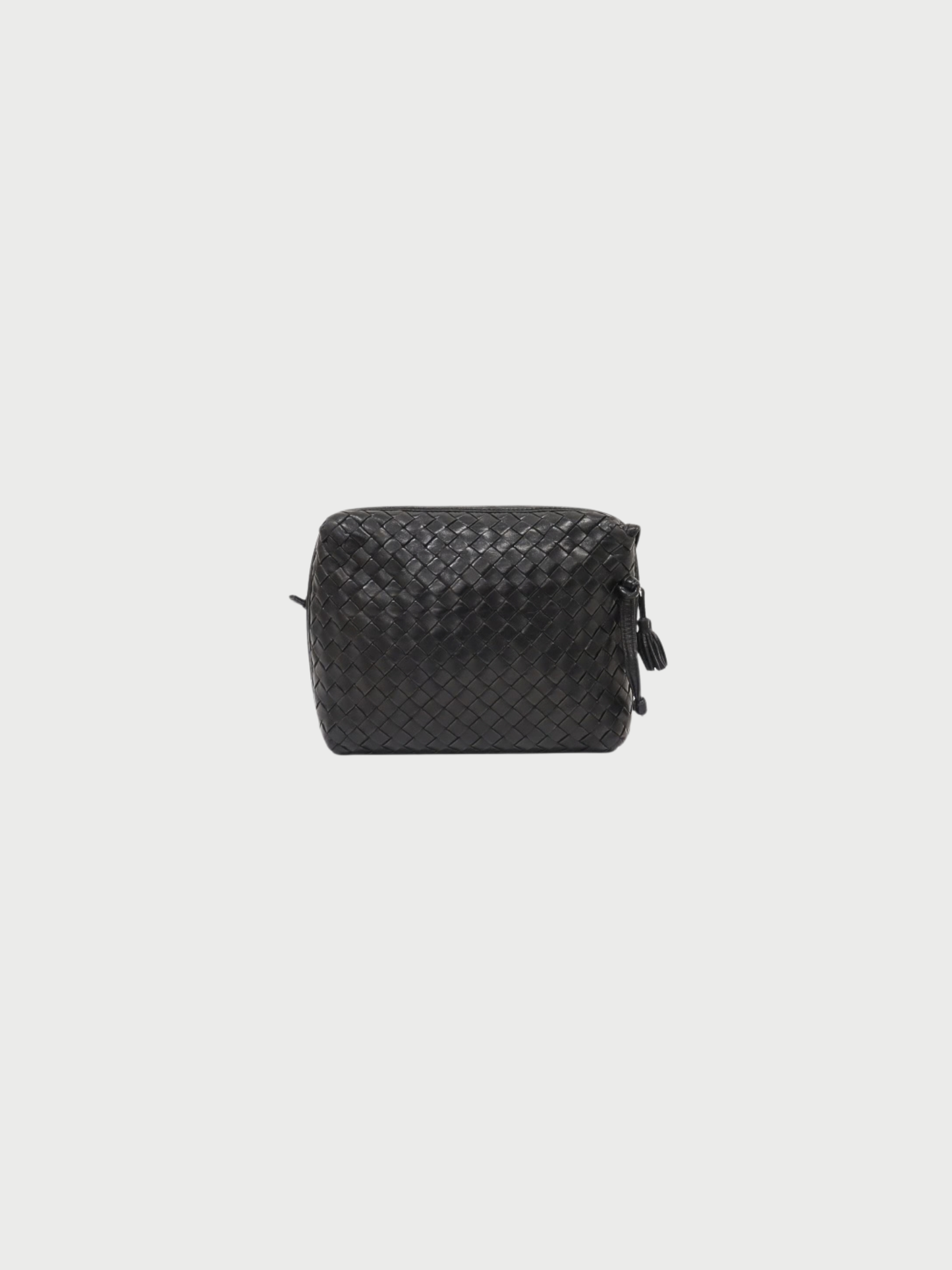 Bottega Veneta 2010s Black Intrecciato Leather Shoulder Bag