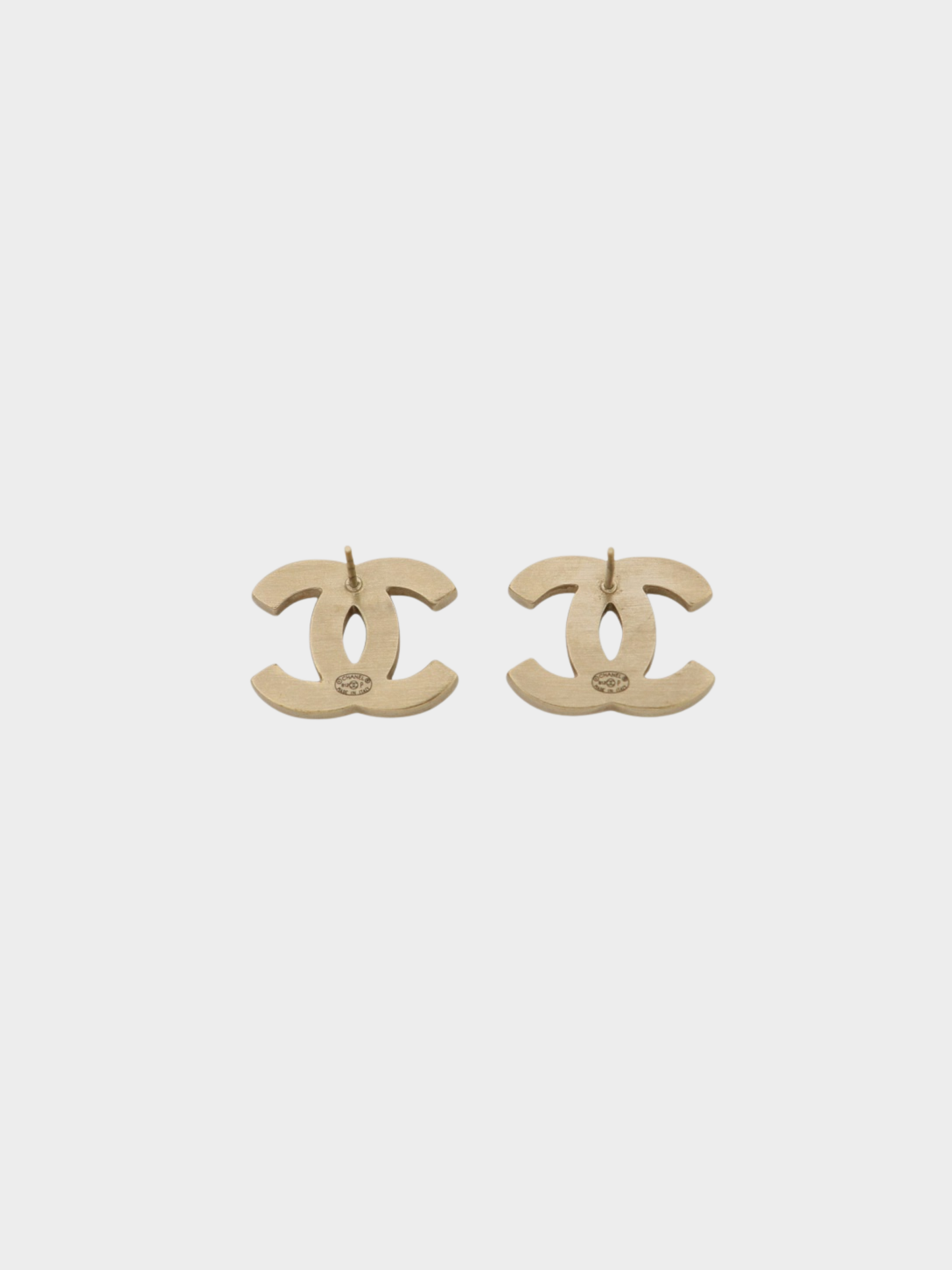 Chanel 2000s Gold Pink Beige Leather COCO Ear Studs