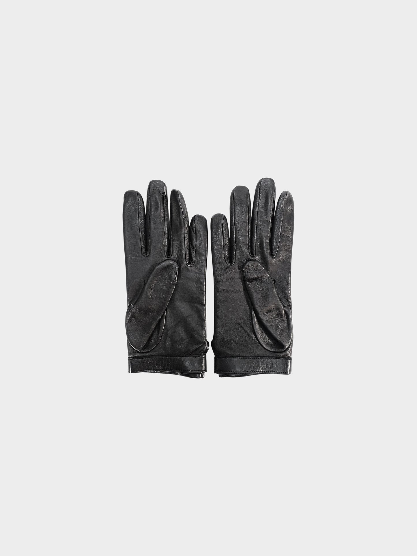 Chanel 2010s Black Lambskin Leather CC Turn Lock Gloves