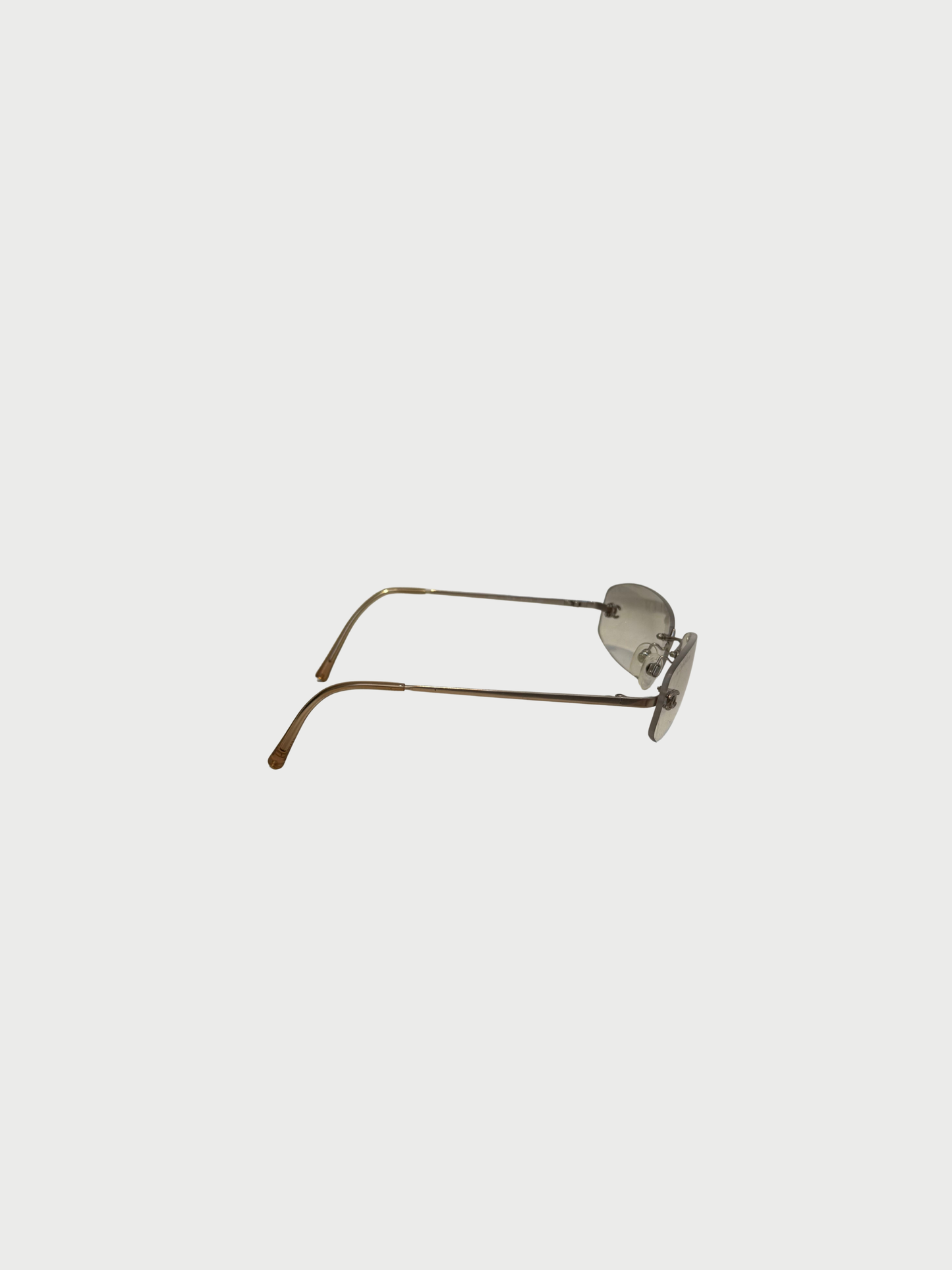 Chanel 2000s Brown Rimless CC Logo Sunglasses
