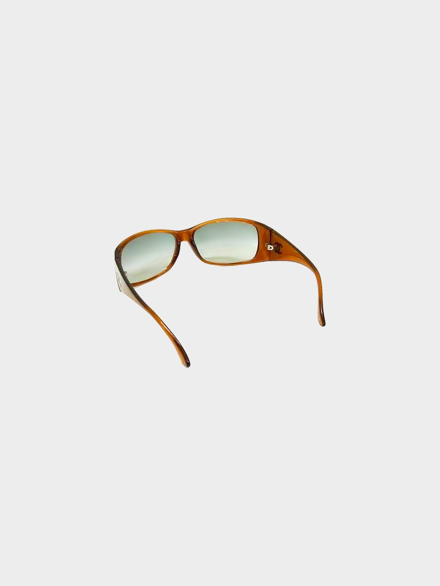 Chanel 2000s Brown Wraparound CC Logo Sunglasses