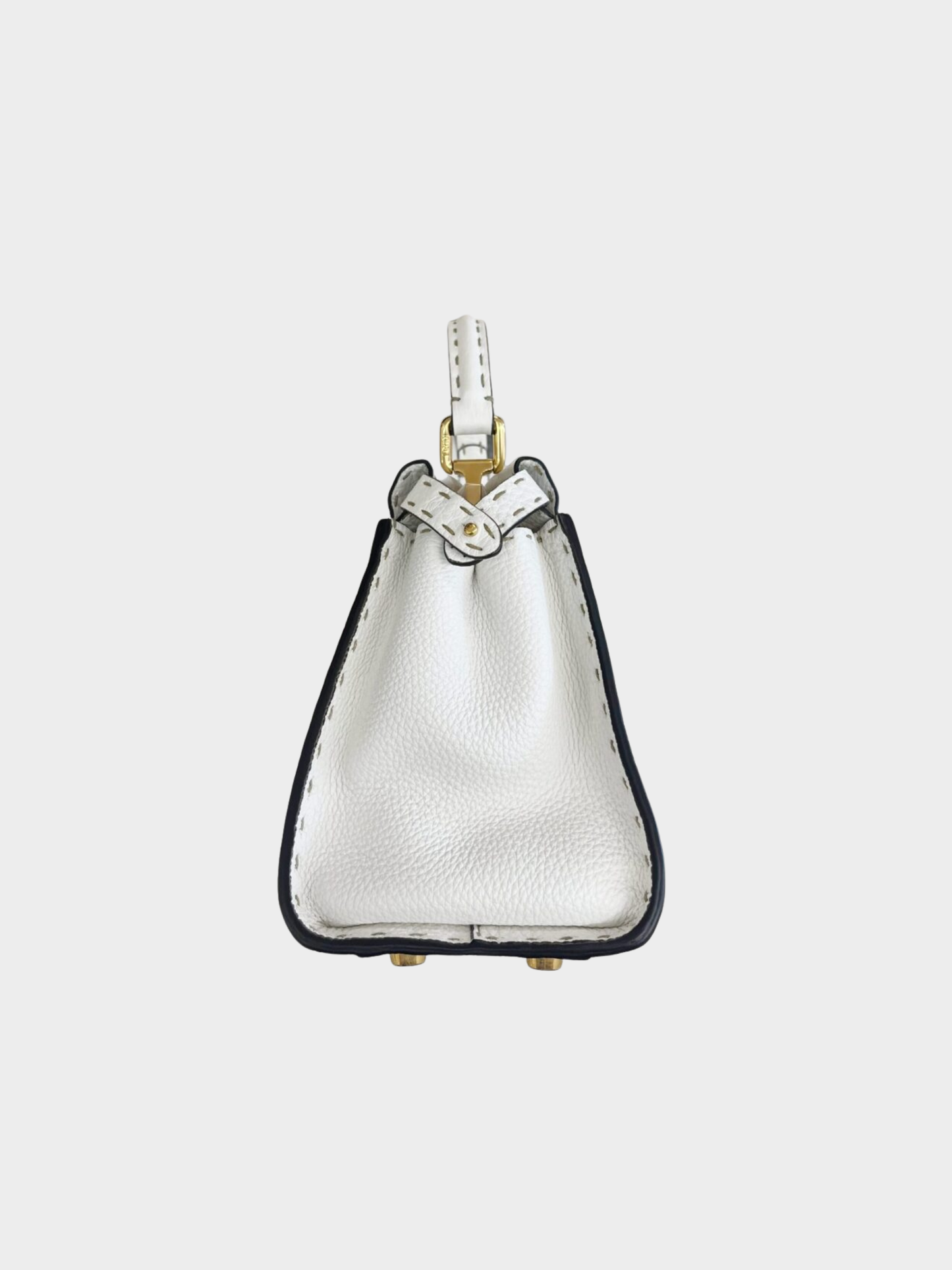 Fendi 2020s Ivory Selleria Leather Peekaboo Mini Bag