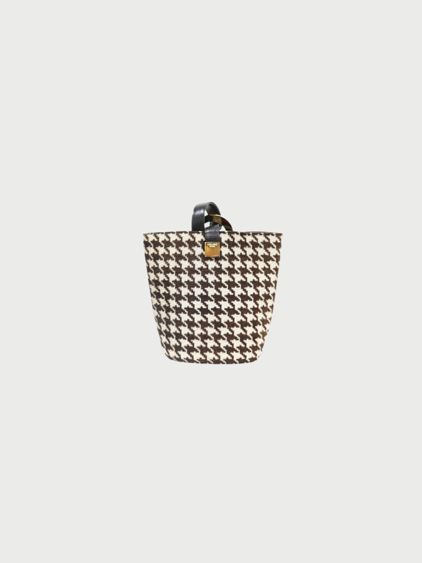 Celine 2000s Brown White Black Calf Hair Circle Logo Shoulder Bag