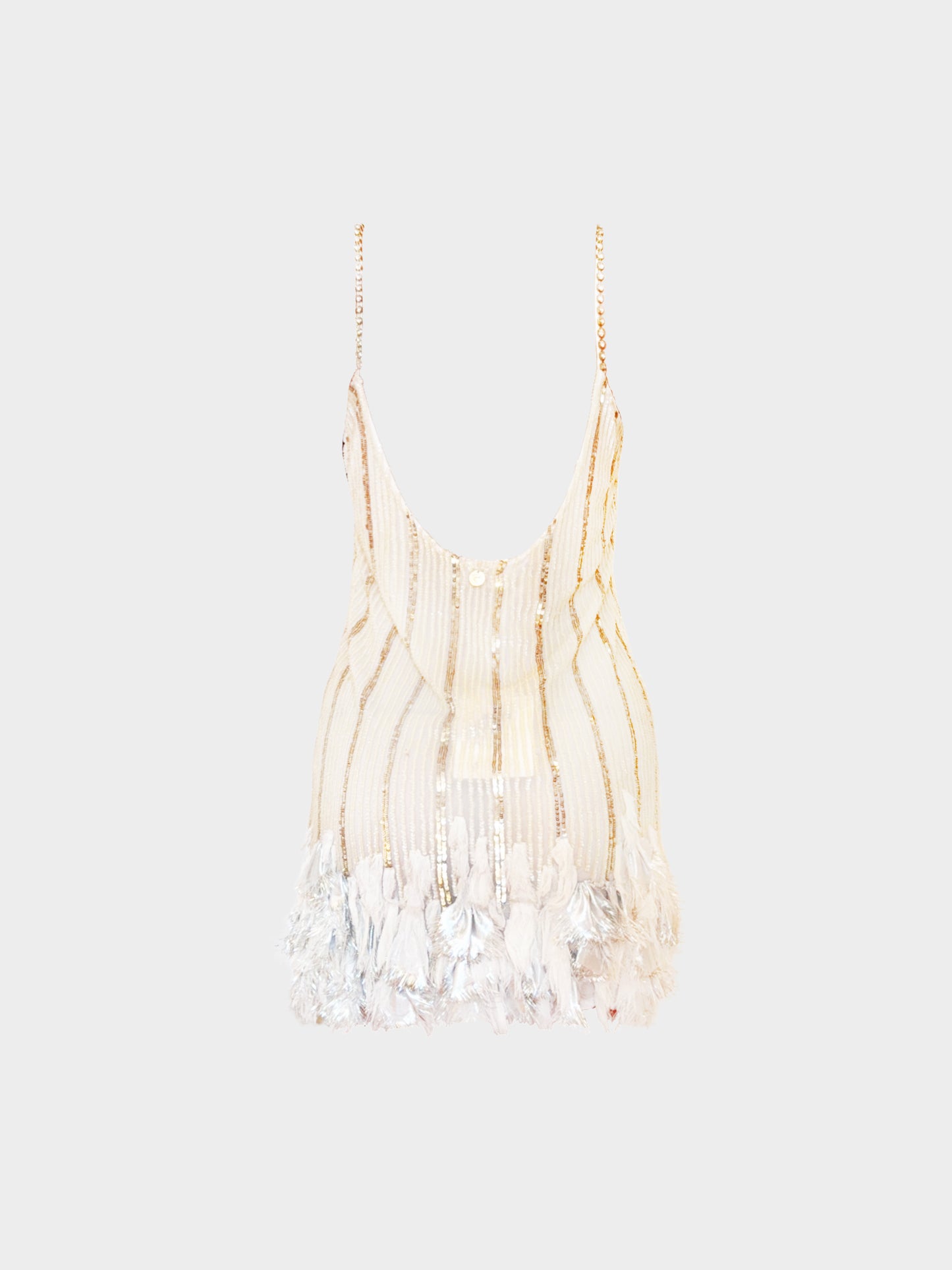 Blumarine 2000s Blugirl Beige and Silver Iridescent Sequined Mini Dress