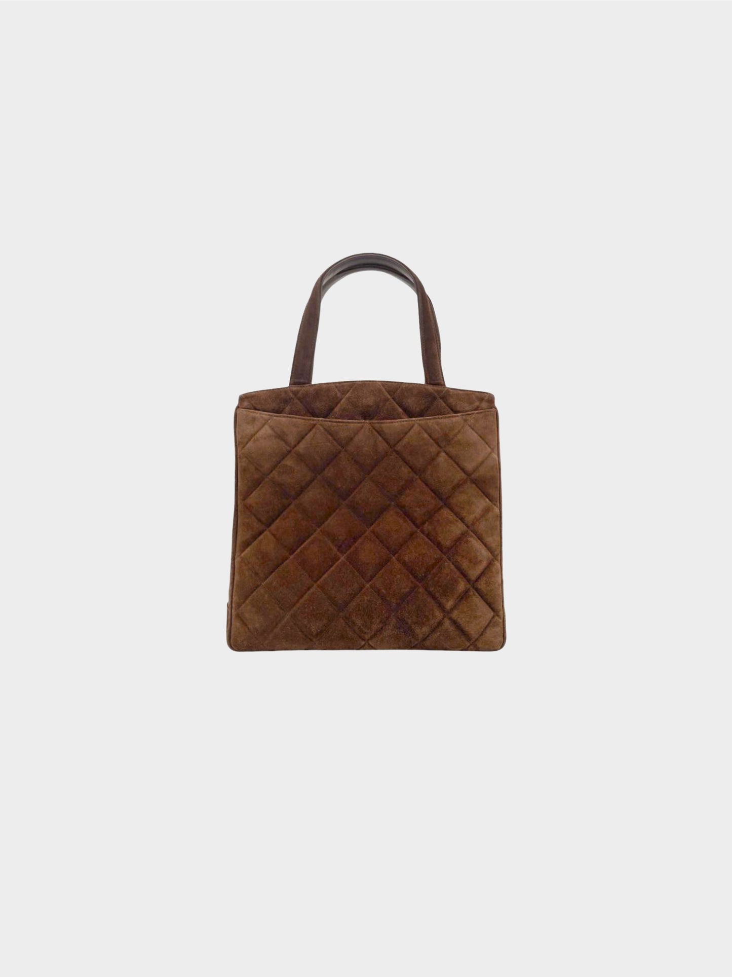 Chanel 1995 Brown Quilted Suede Tote