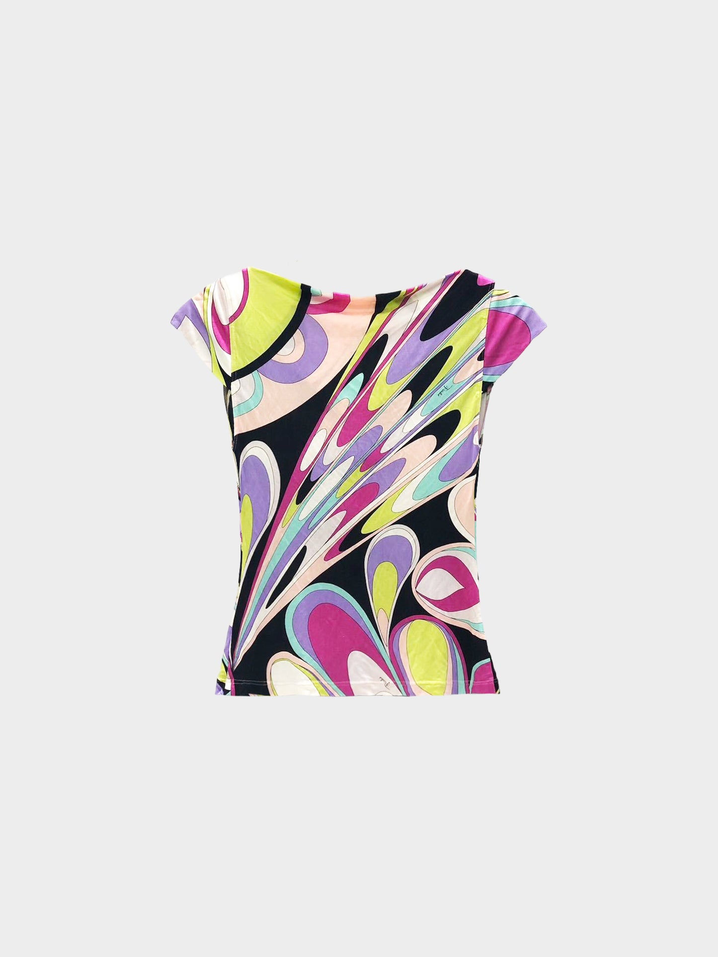 Emilio Pucci 2000s Multicolor French Sleeve Silk Top