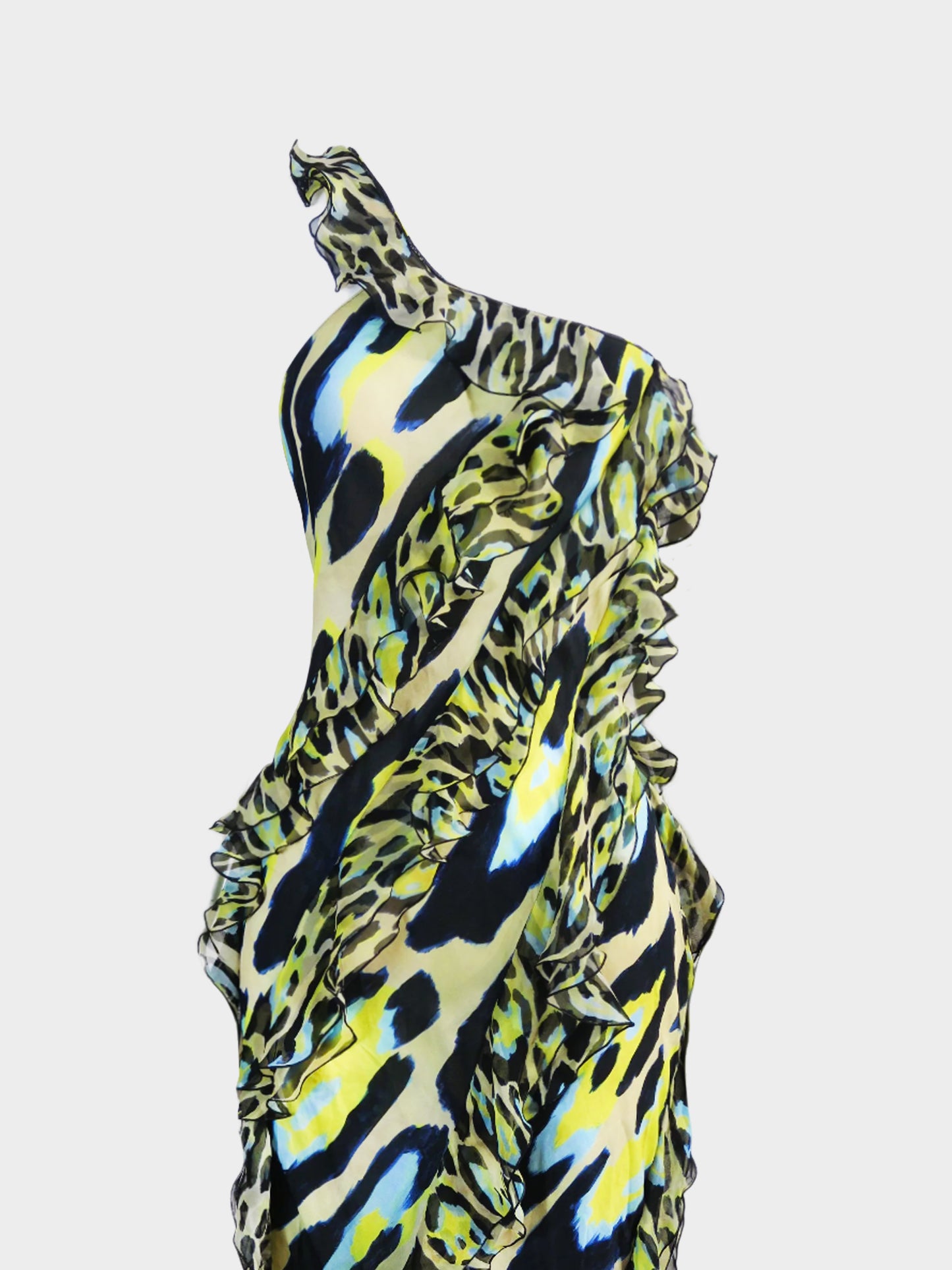 Roberto Cavalli 2023 Leopard Print Ruffled Maxi Dress