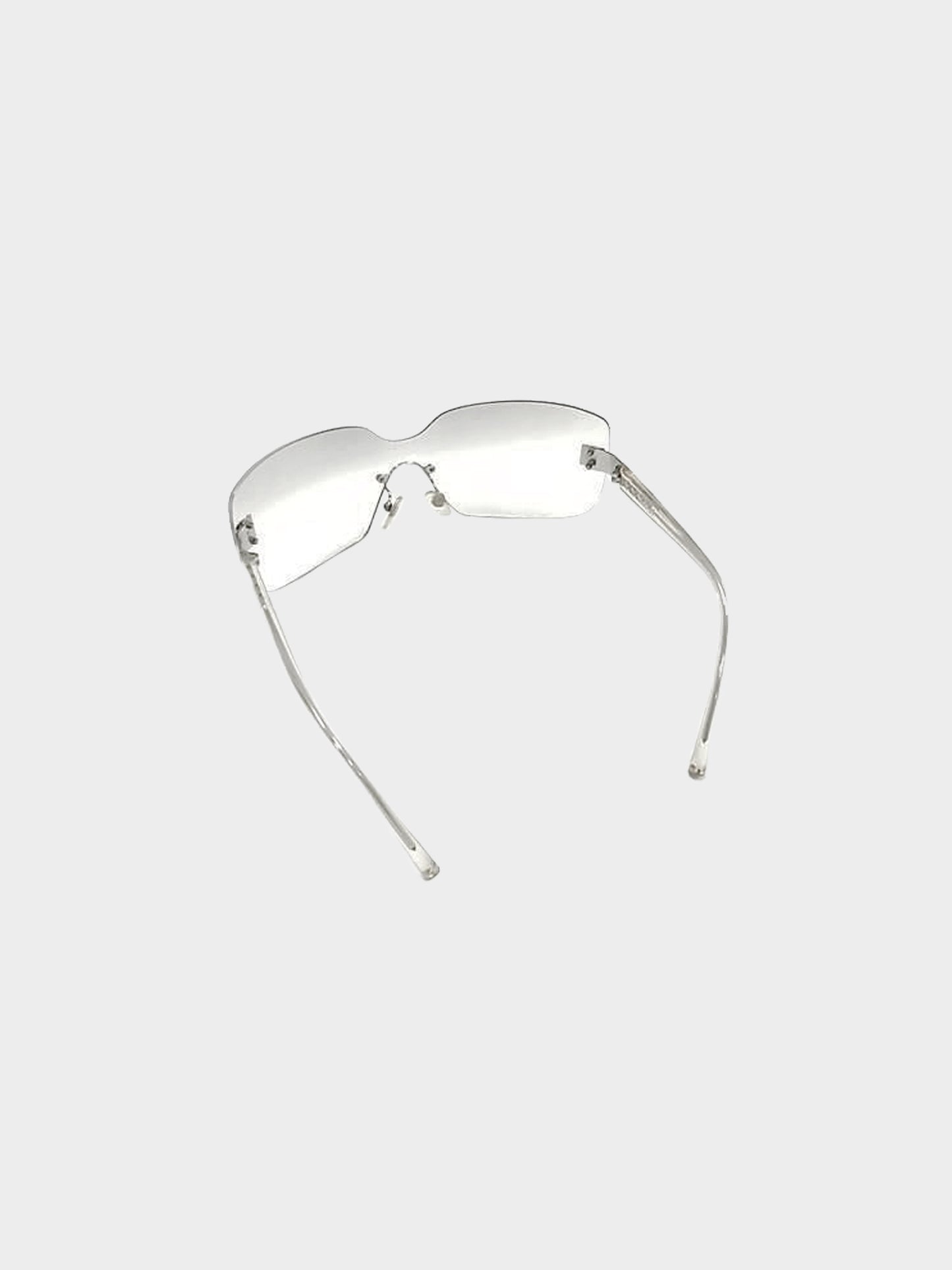 Chanel 2000s Silver Rimless Mono Lens Sunglasses
