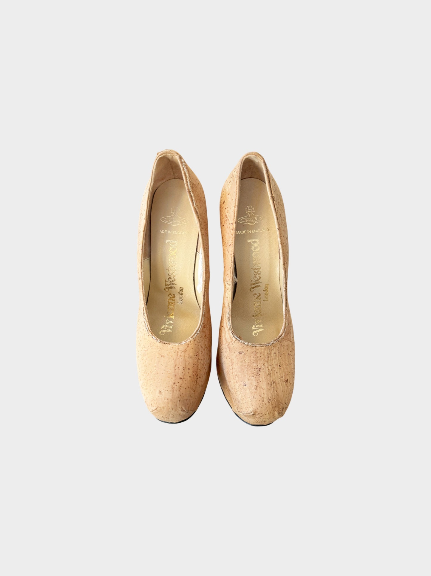 Vivienne Westwood Early 1990s Rare Beige Cork Elevated Court Shoes