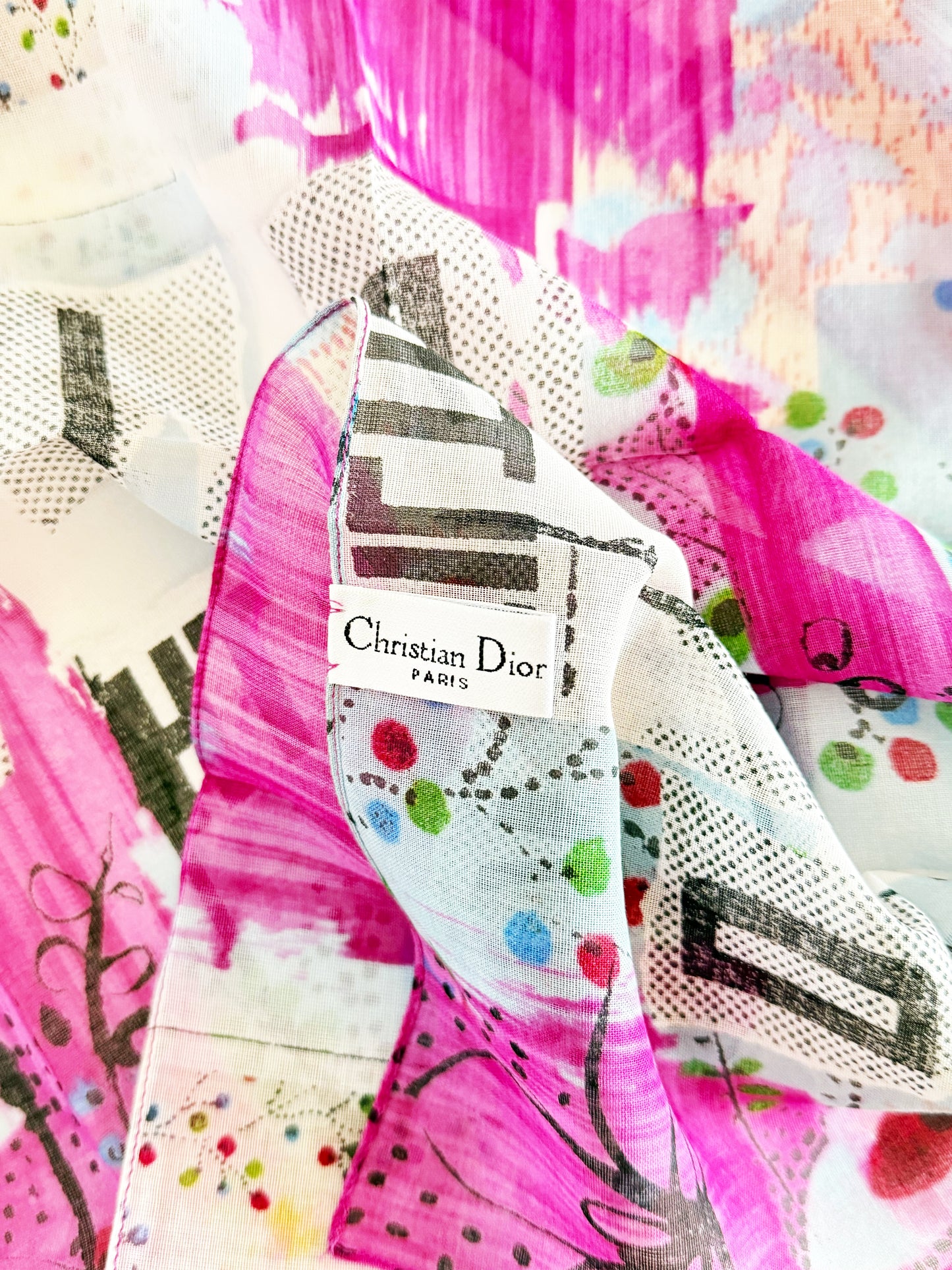 Christian Dior SS 2003 Filth Print Silk Scarf