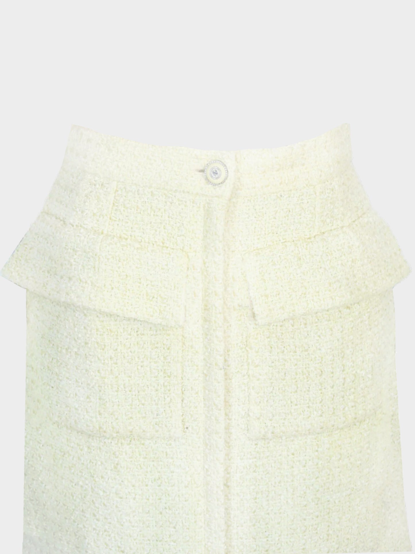 Chanel Cruise 2020 Cream Flap Pocket Tweed Mini Skirt