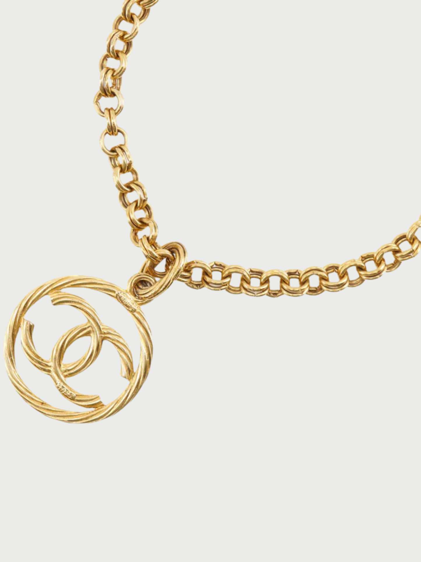 Chanel 1993 Gold Plated Metal Vintage COCO Mark Necklace