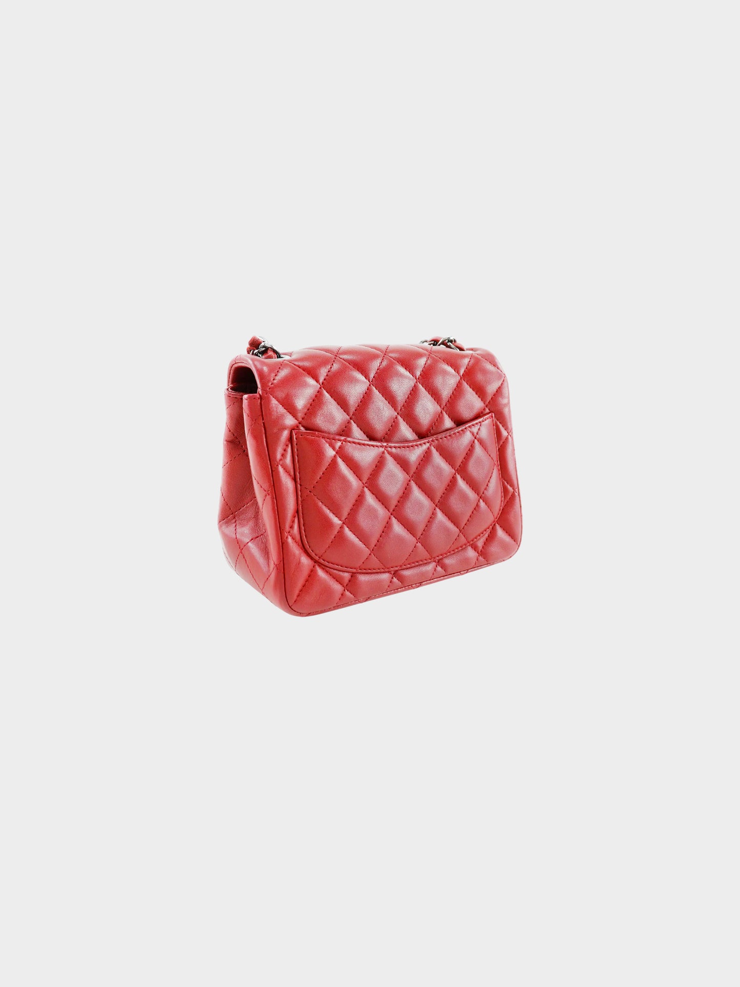 Chanel 2013-2014 Red Lambskin Leather Quilted Square Mini Flap Bag