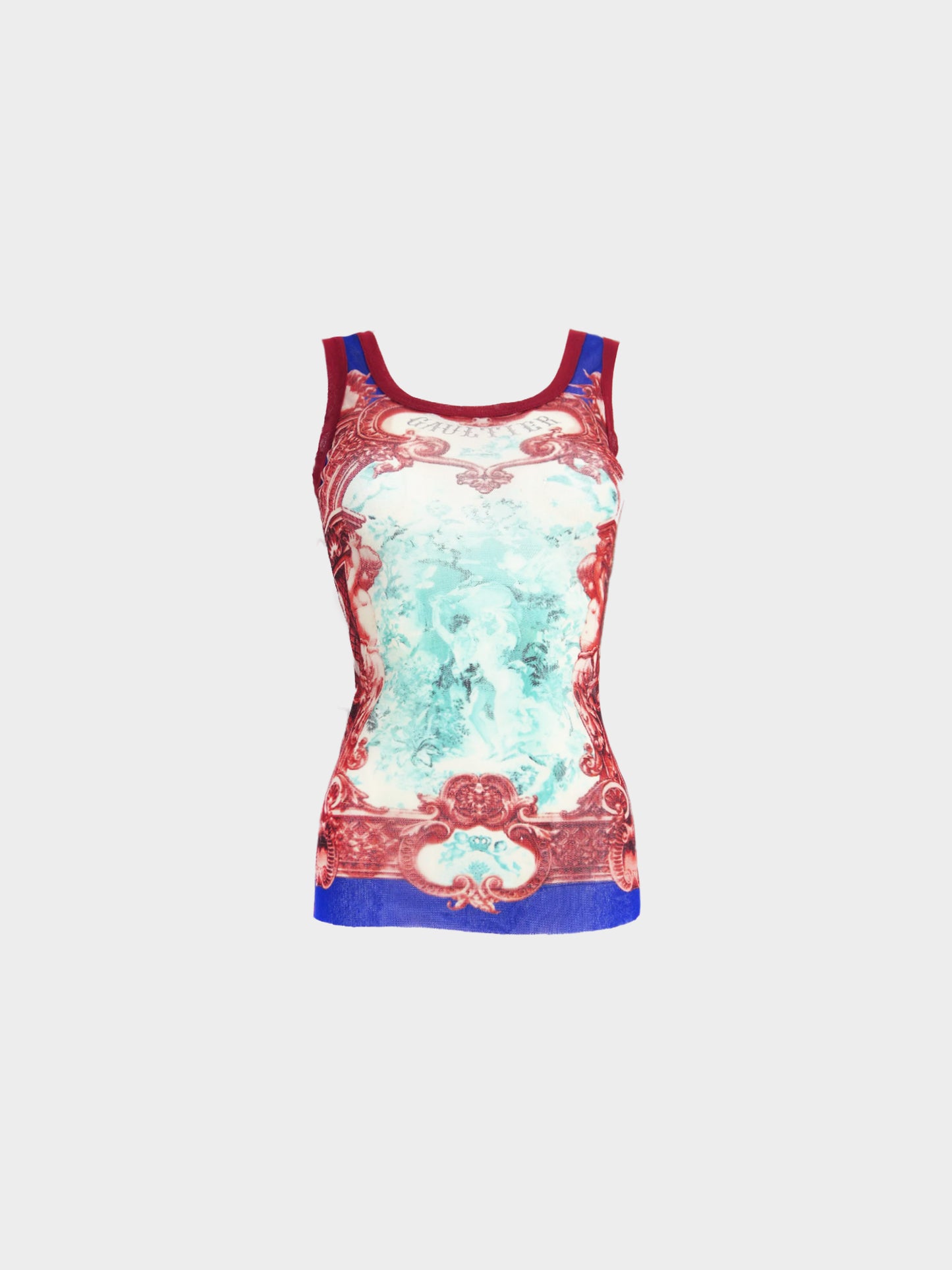 Jean Paul Gaultier 2007 Cherub Print Tank and Wrap Up Top Set